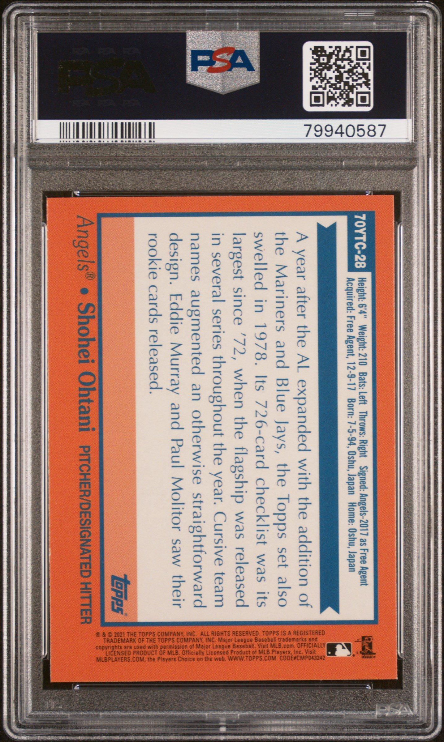 2021 Topps 70 Years Of Topps Baseball Chrome 28 Shohei Ohtani PSA 10