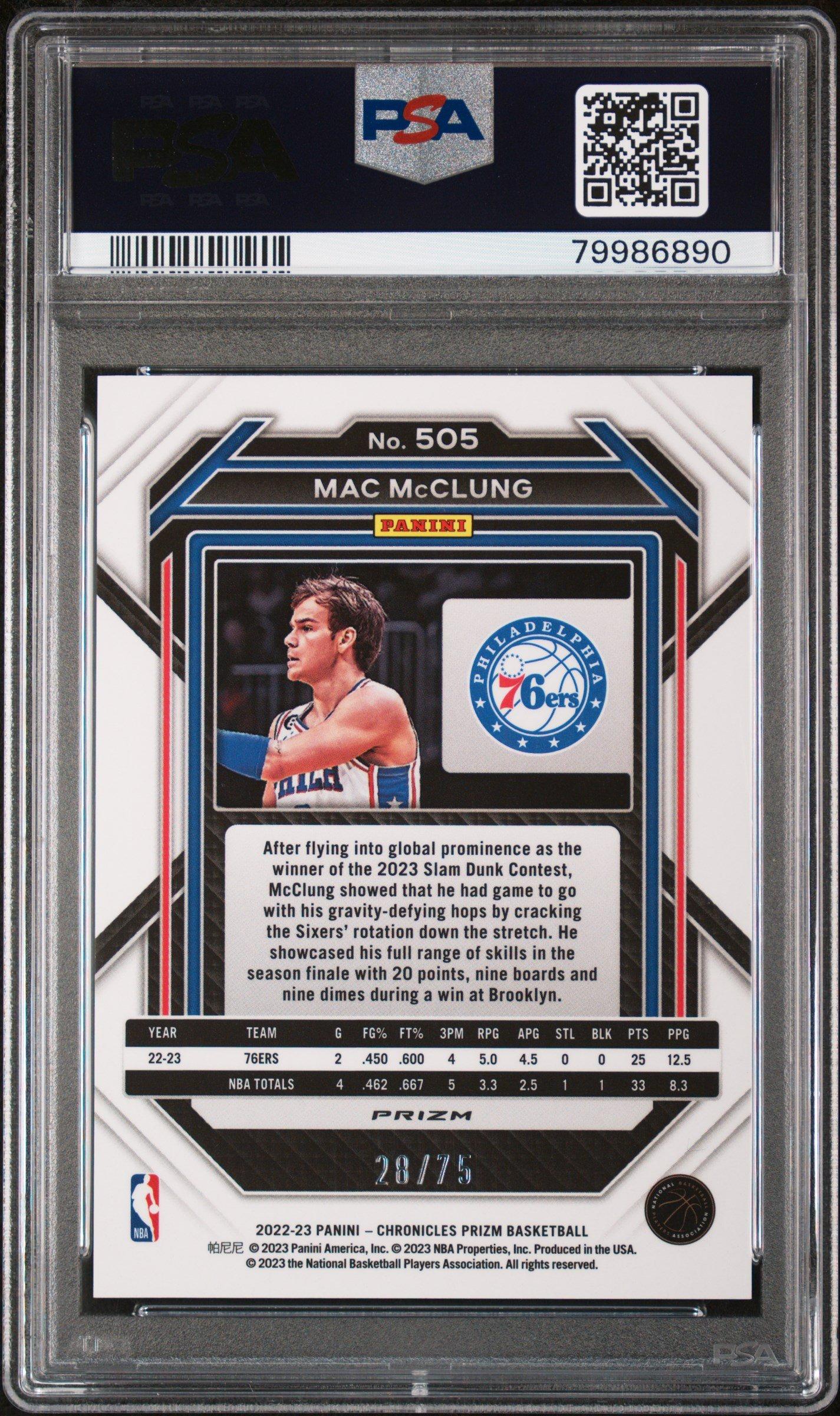 2022 Panini Chronicles 505 Mac Mcclung Orange PSA 10