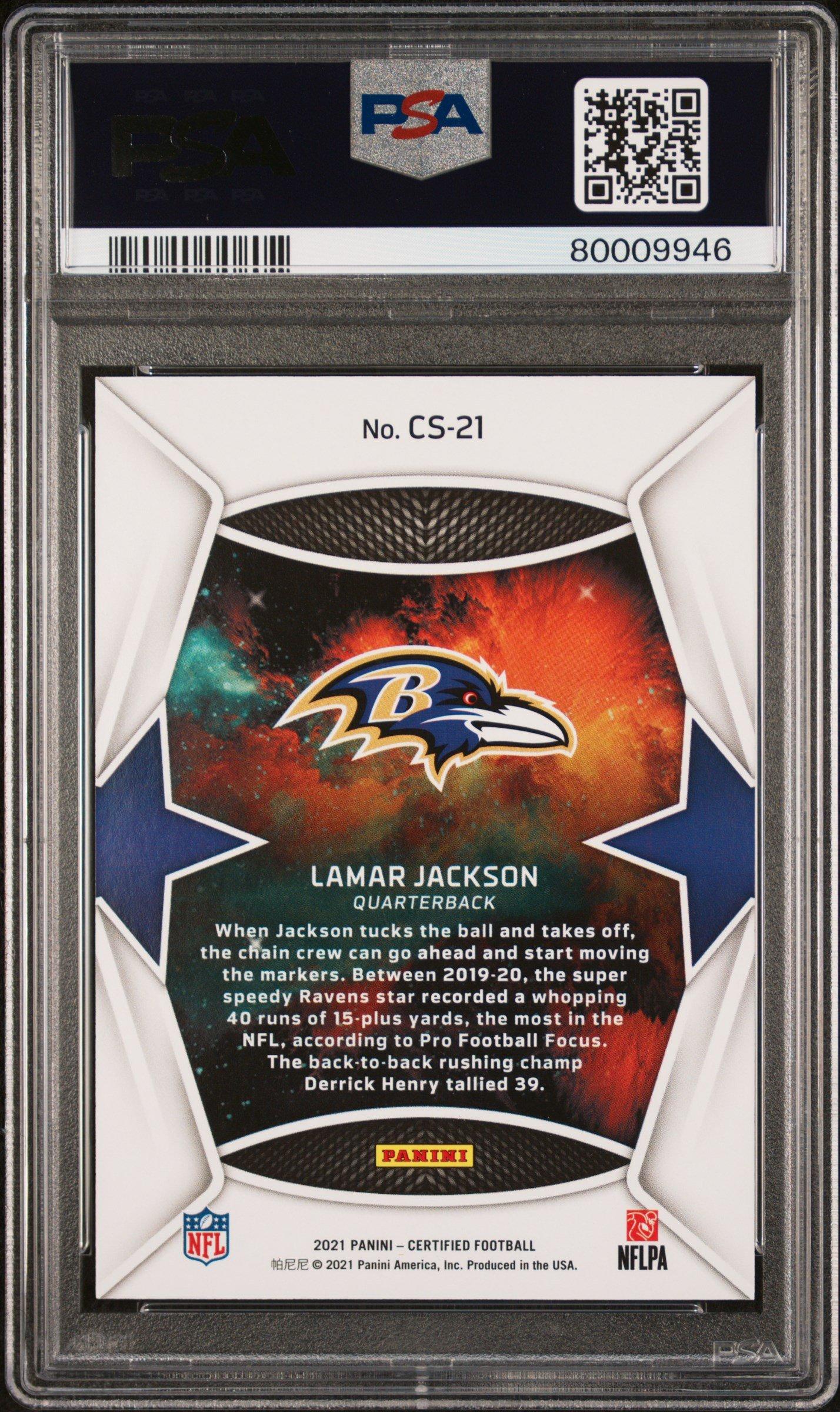 2021 Panini Certified Certified Stars Cs-21 Lamar Jackson Mirror Orange PSA 10