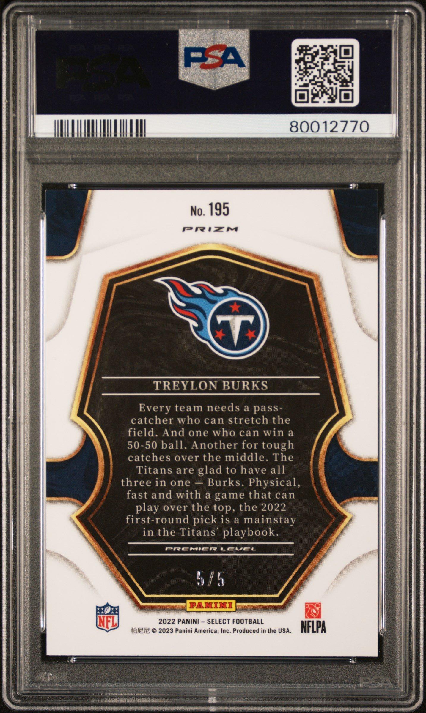 2022 Panini Select 195 Treylon Burks Green Disco Prizm PSA 10
