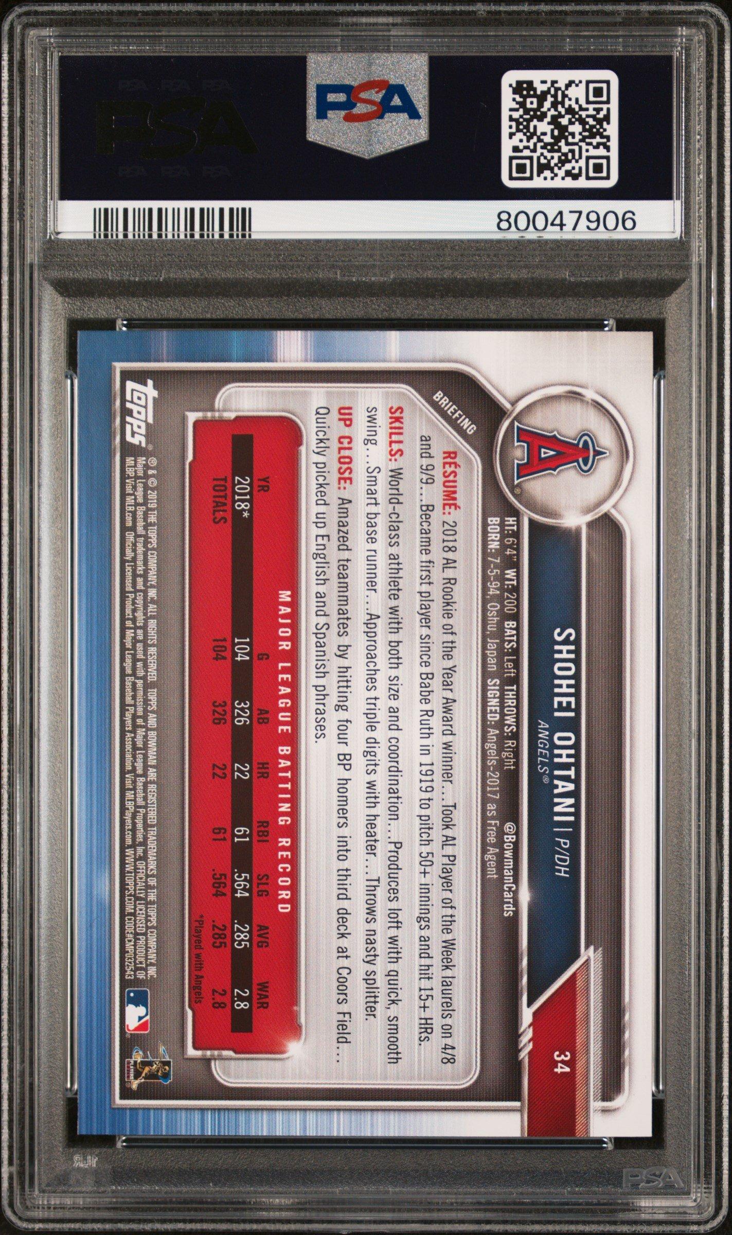 2019 Bowman 34 Shohei Ohtani PSA 10