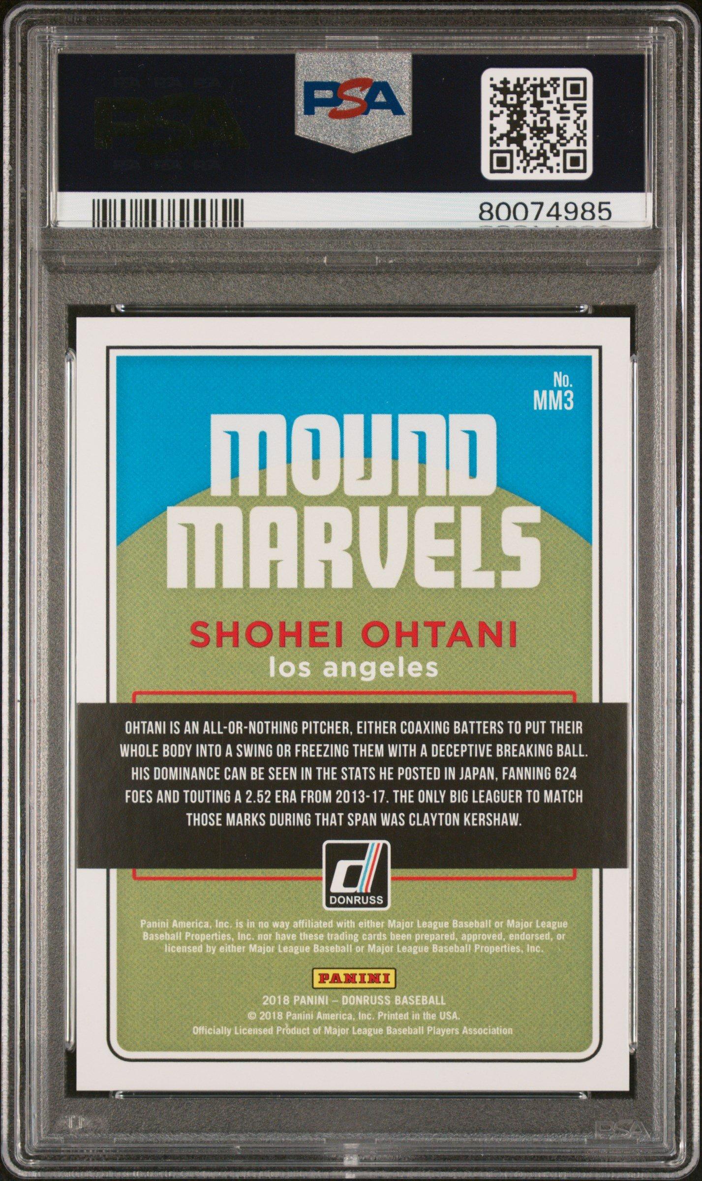 2018 Panini Donruss Mound Marvels Mm3 Shohei Ohtani Crystals PSA 10