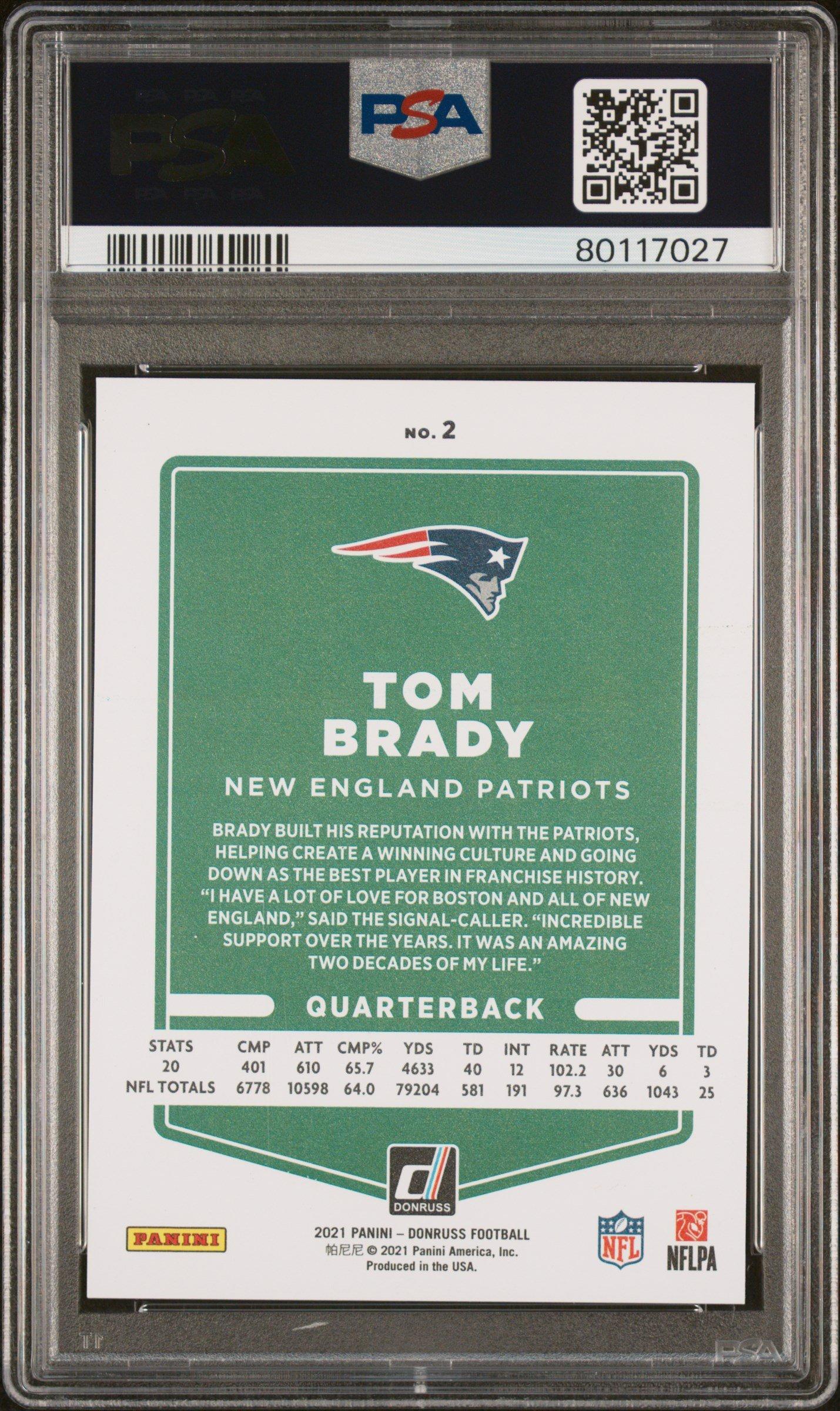 Panini Donruss Tom Brady Press Proof Premium PSA
