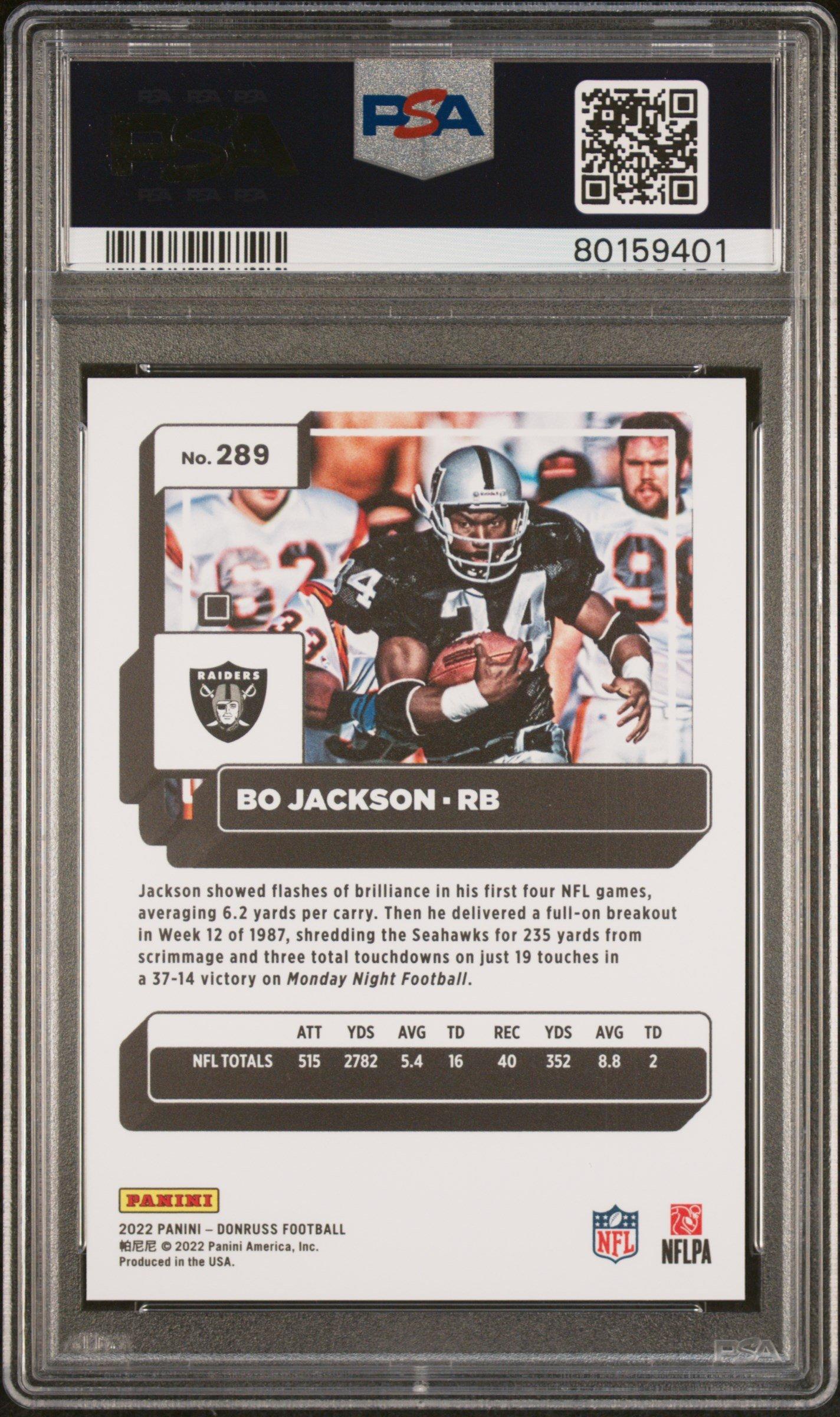 2022 Panini Donruss 289 Bo Jackson Press Proof Premium PSA 10