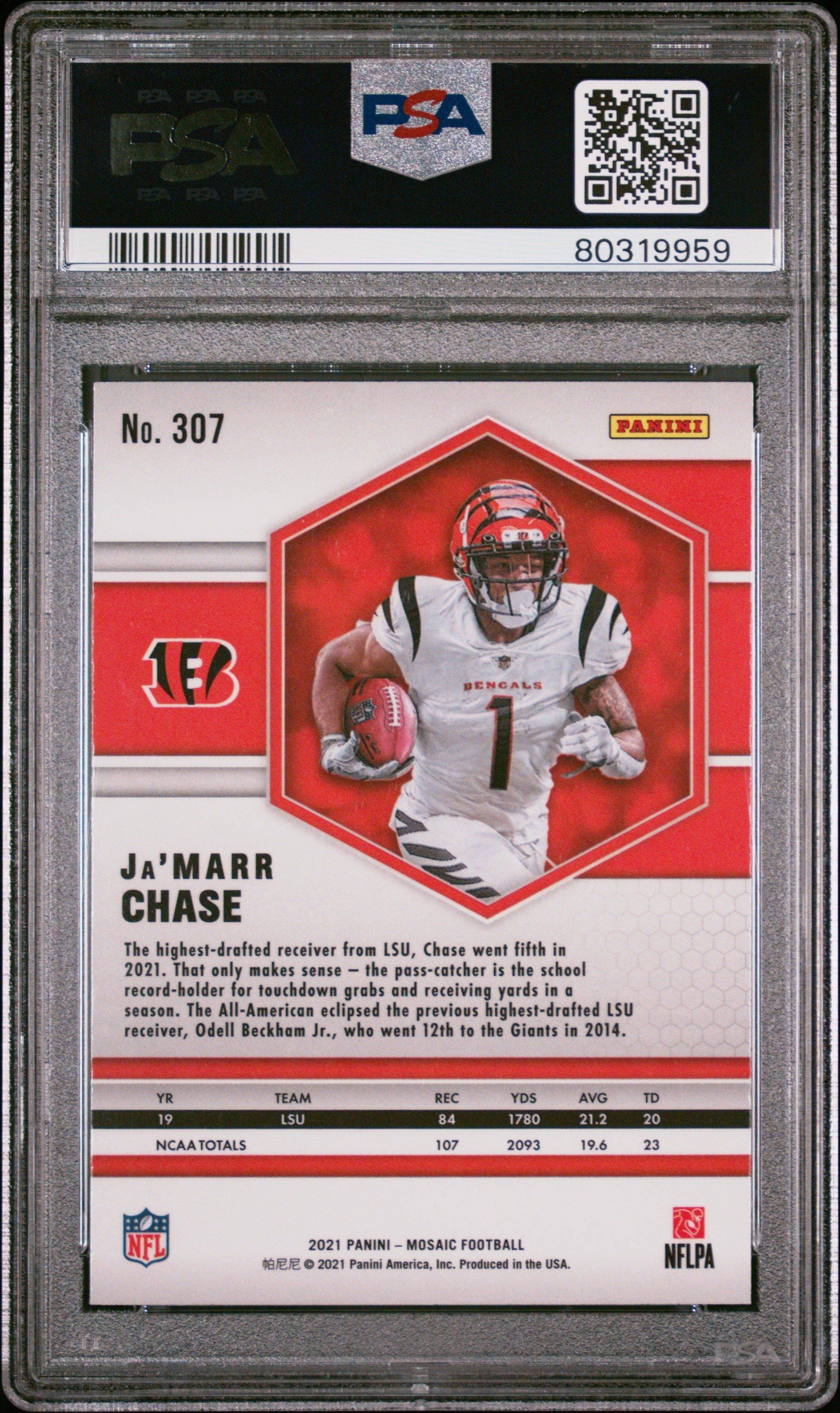 2021 Panini Mosaic 307 Ja’marr Chase PSA 10