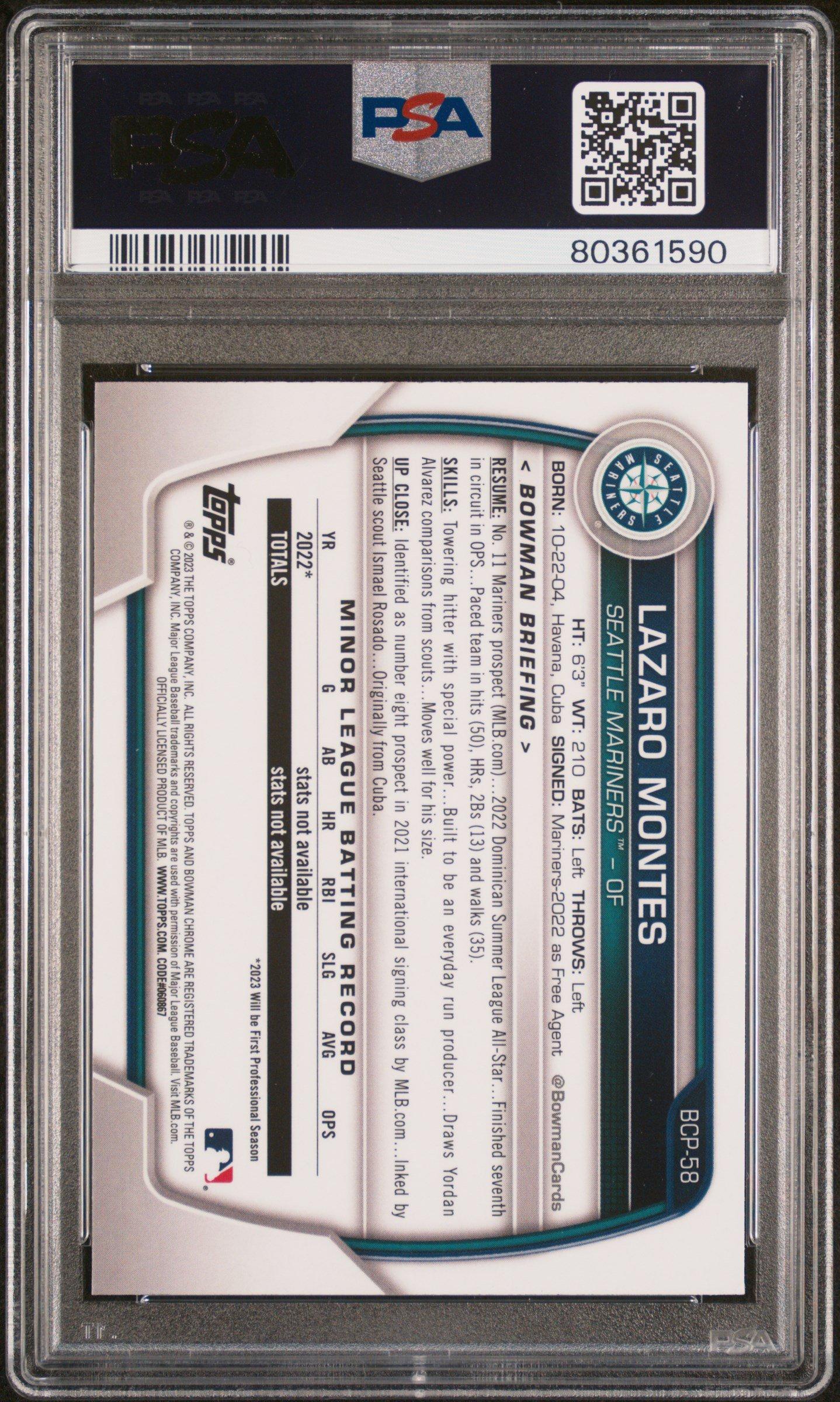 2023 Bowman Mega Box Chrome 58 Lazaro Montes PSA 10