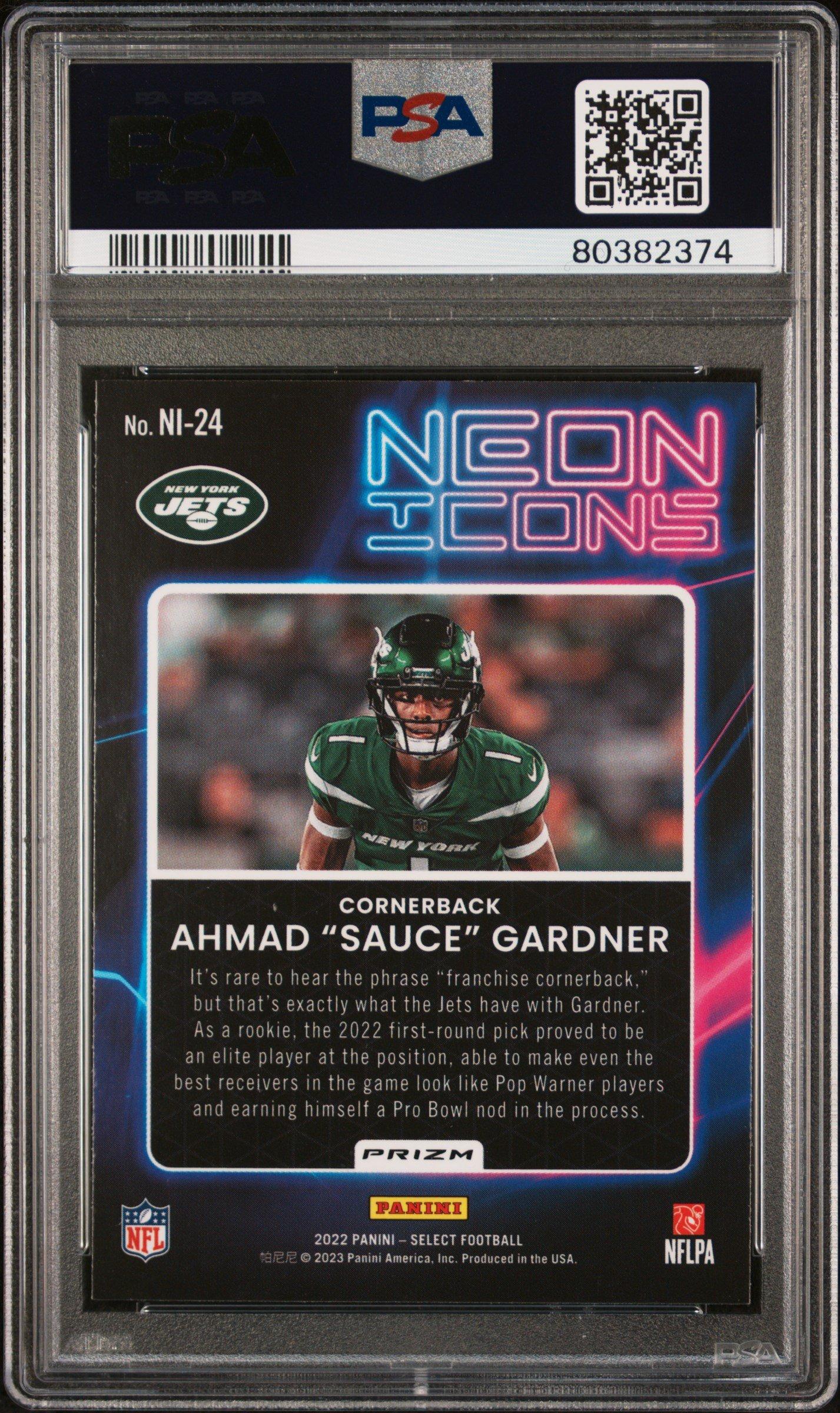 2022 Panini Select Neon Icons Ni24 Ahmad "sauce" Gardner Silver Prizm PSA 10