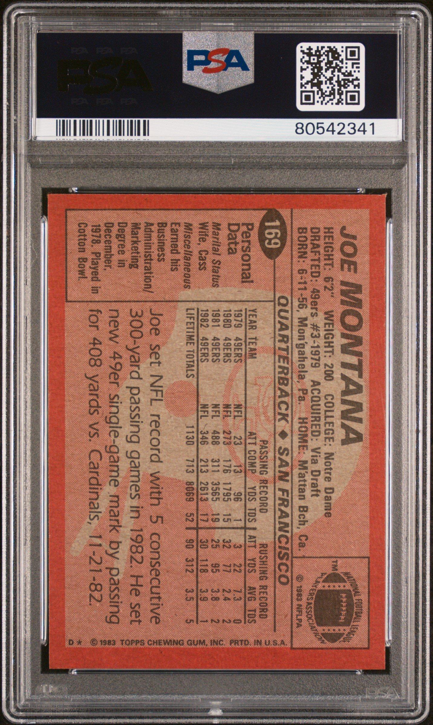 1983 Topps 169 Joe Montana PSA 8