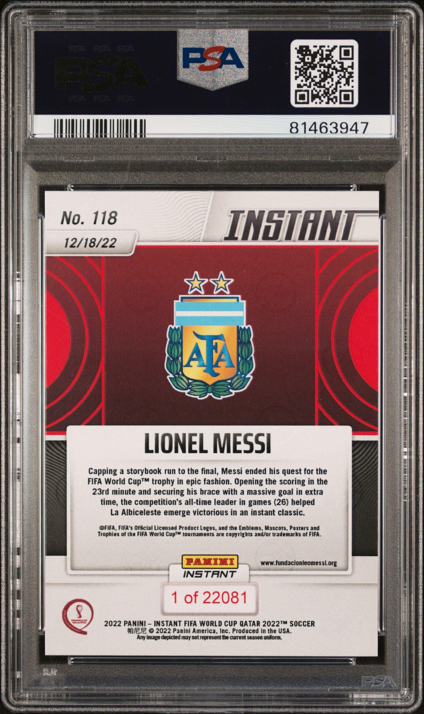 2022 Panini Instant Fifa World Cup Qatar 118 Lionel Messi PSA 8