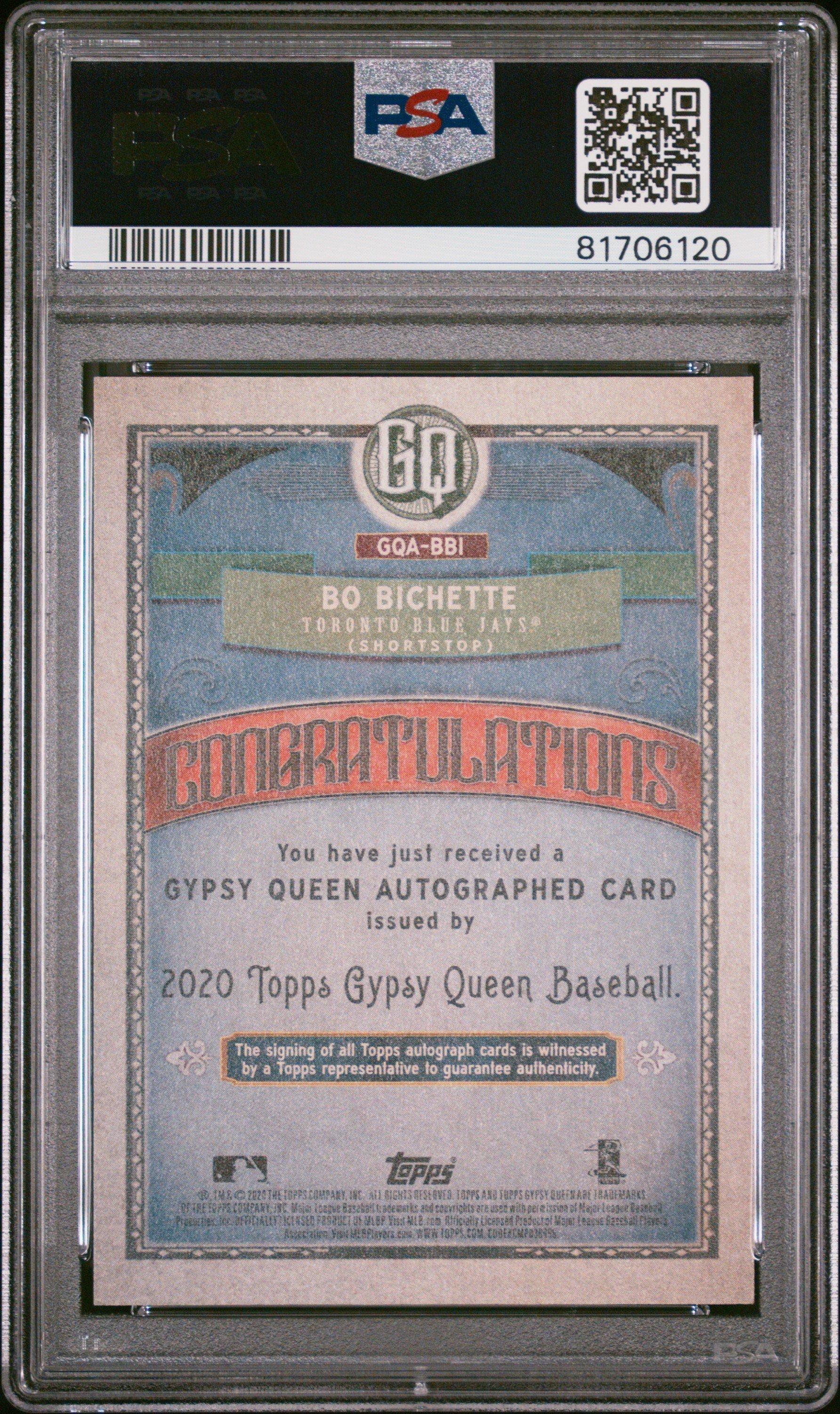 2020 Topps Gypsy Queen Autographs Bbi Bo Bichette PSA 9
