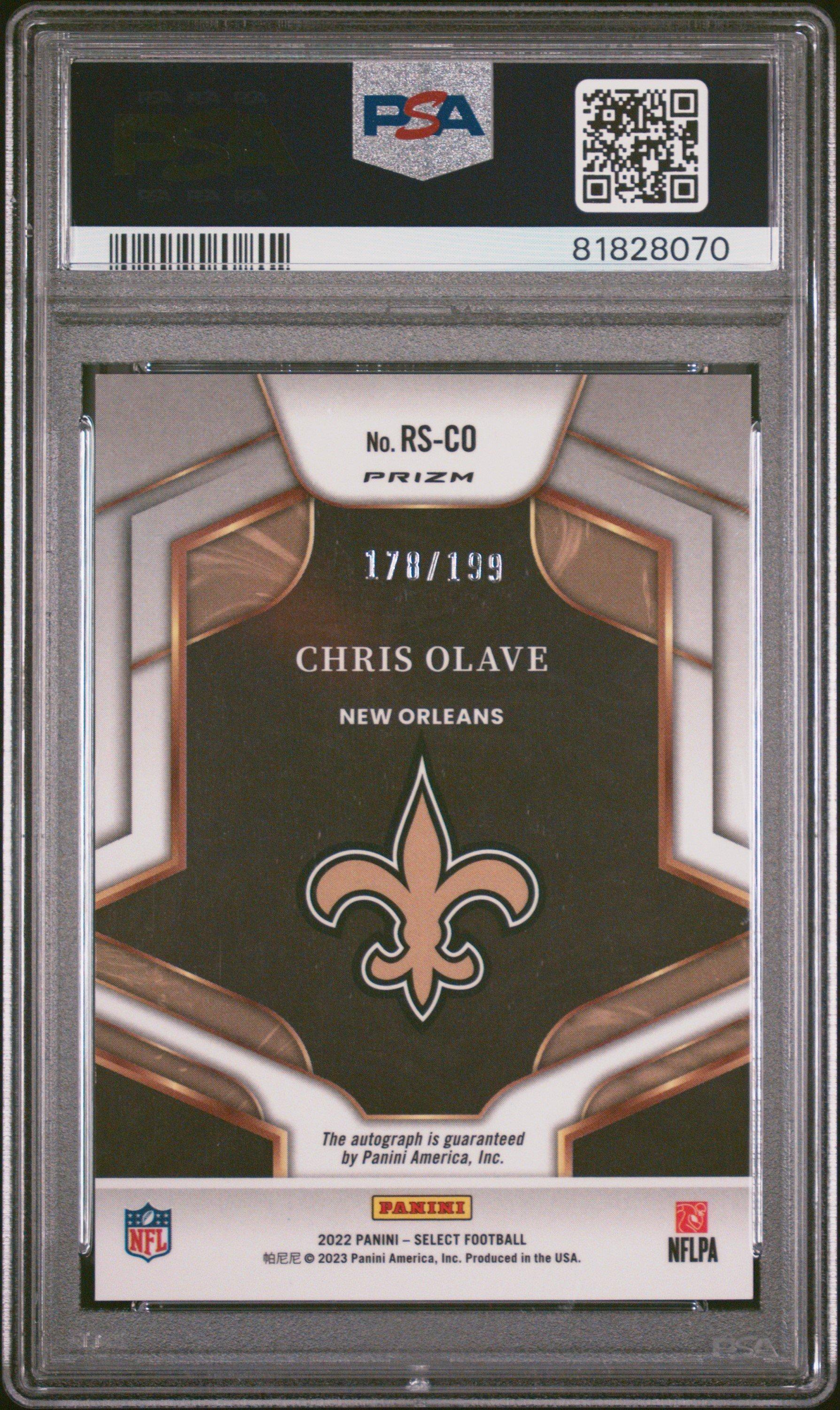 2022 Panini Select Rookie Signatures Rsco Chris Olave PSA 9