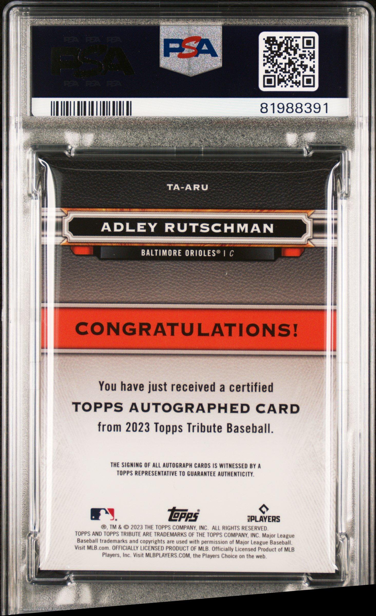 2023 Topps Tribute Tribute Autograph Taaru Adley Rutschman PSA 9