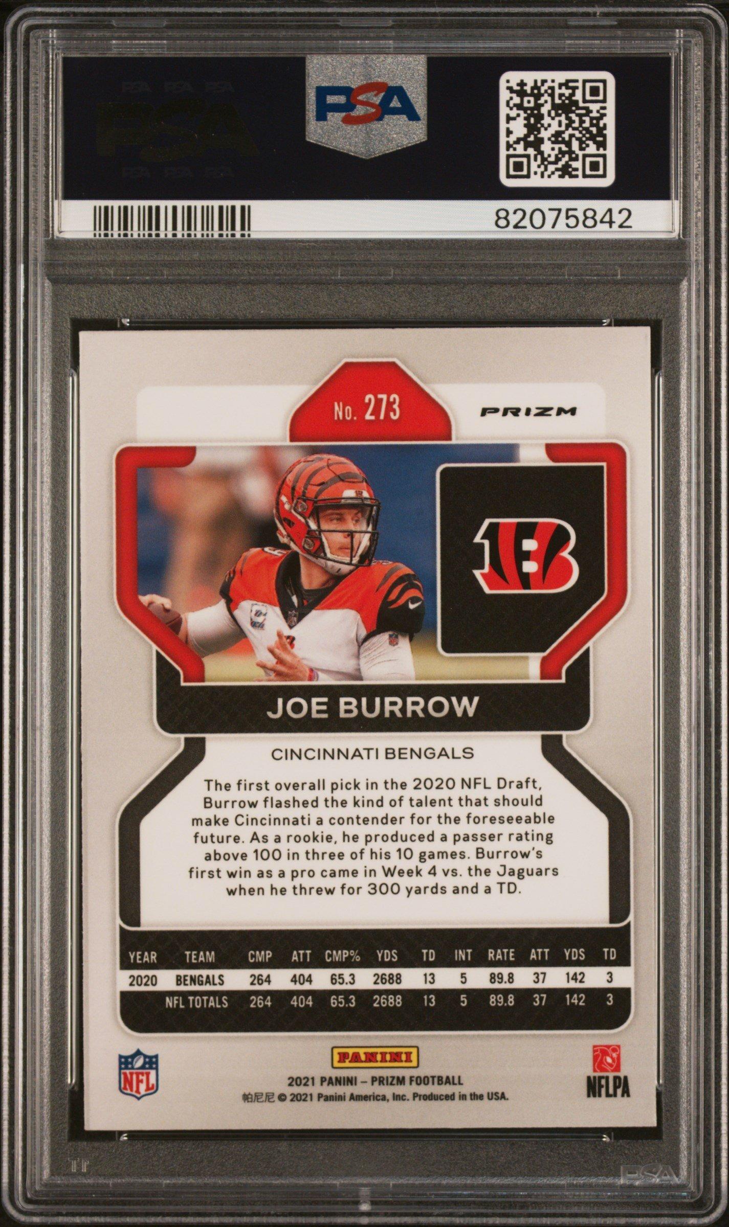 2021 Panini Prizm 273 Joe Burrow Lazer Prizm PSA 10