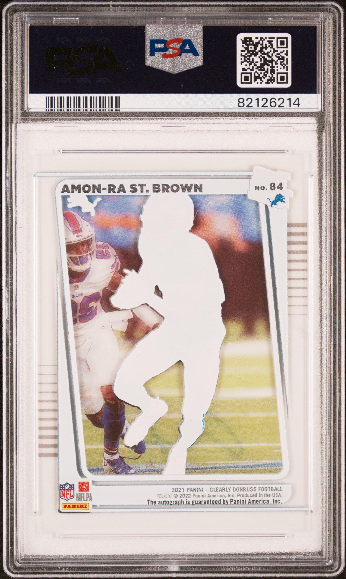 2021 Panini Clearly Donruss 84 Amon-ra St. Brown Rated Rookie Autograph PSA 9