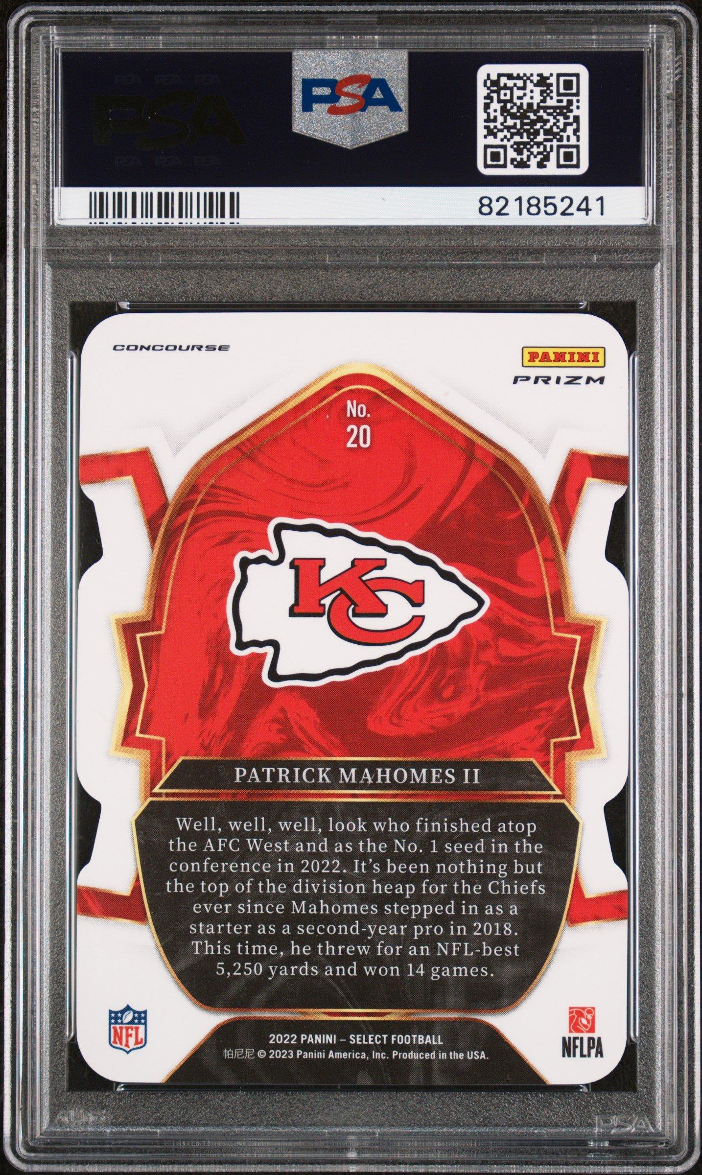 2022 Panini Select 20 Patrick Mahomes Ii Die-cut Black/red Prizm PSA 10