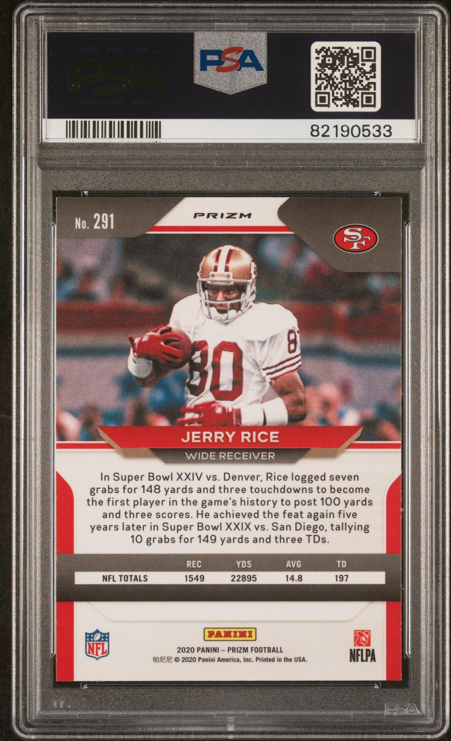 2020 Panini Prizm 291 Jerry Rice Silver Prizm PSA 10
