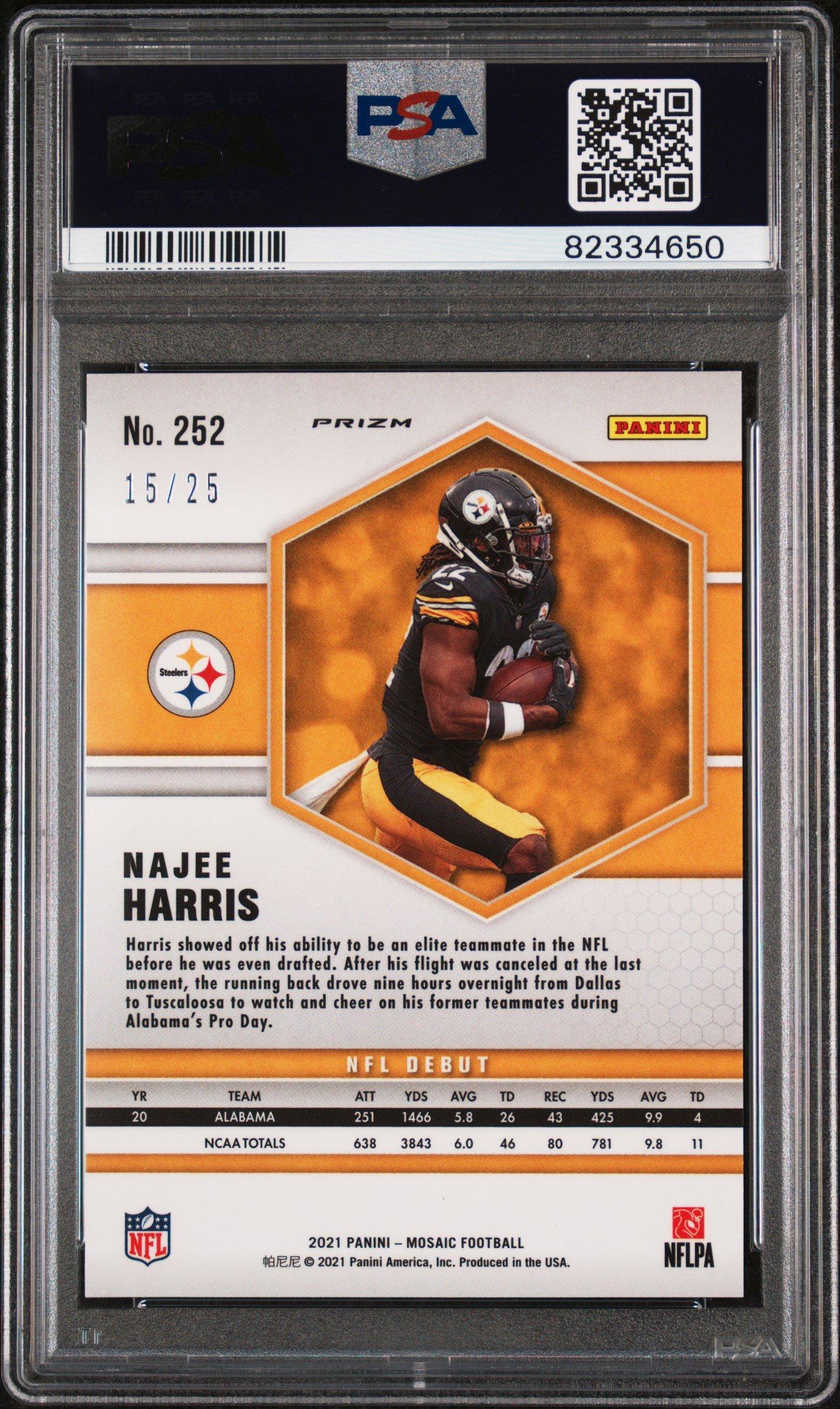2021 Panini Mosaic 252 Najee Harris White Mosaic PSA 10