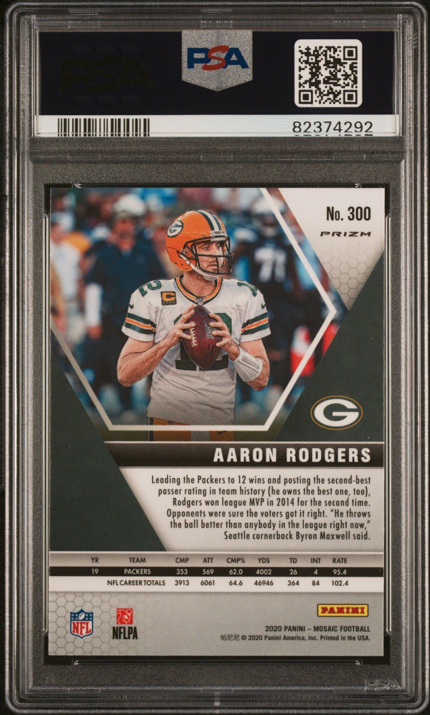 2020 Panini Mosaic 300 Aaron Rodgers Reactive Orange PSA 10 Graded