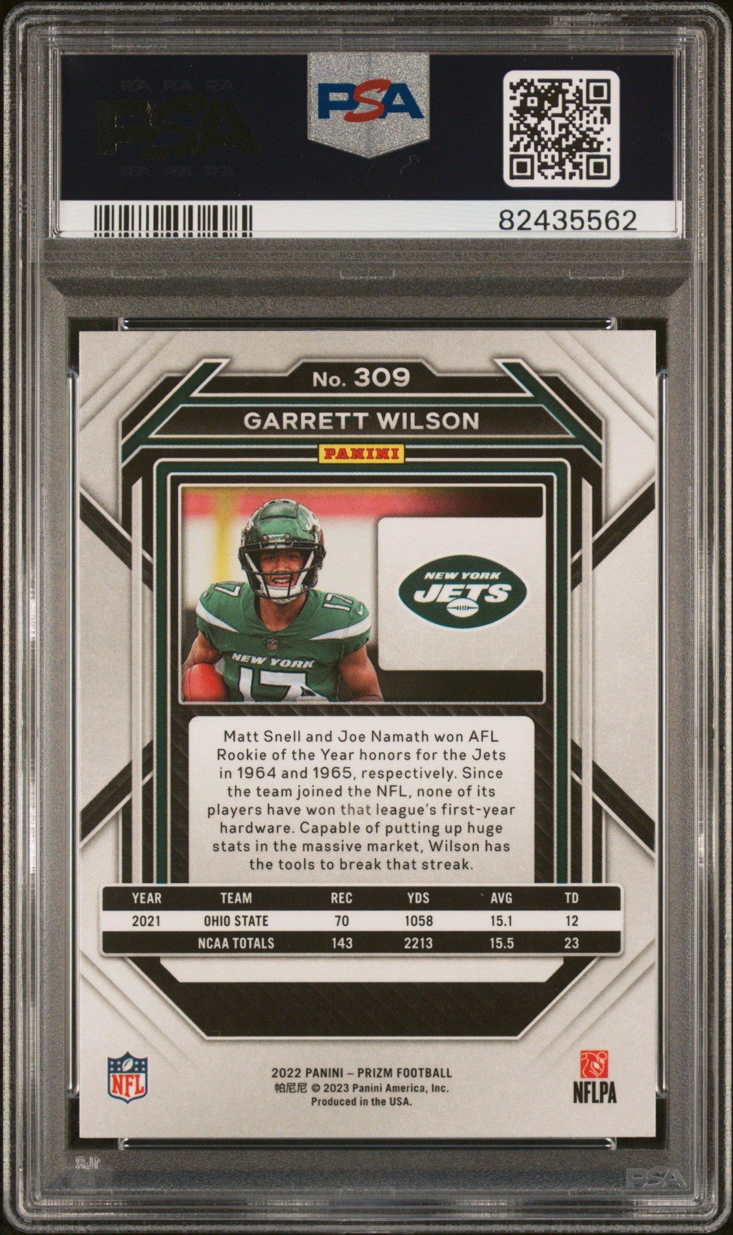 2022 Panini Prizm 309 Garrett Wilson PSA 10