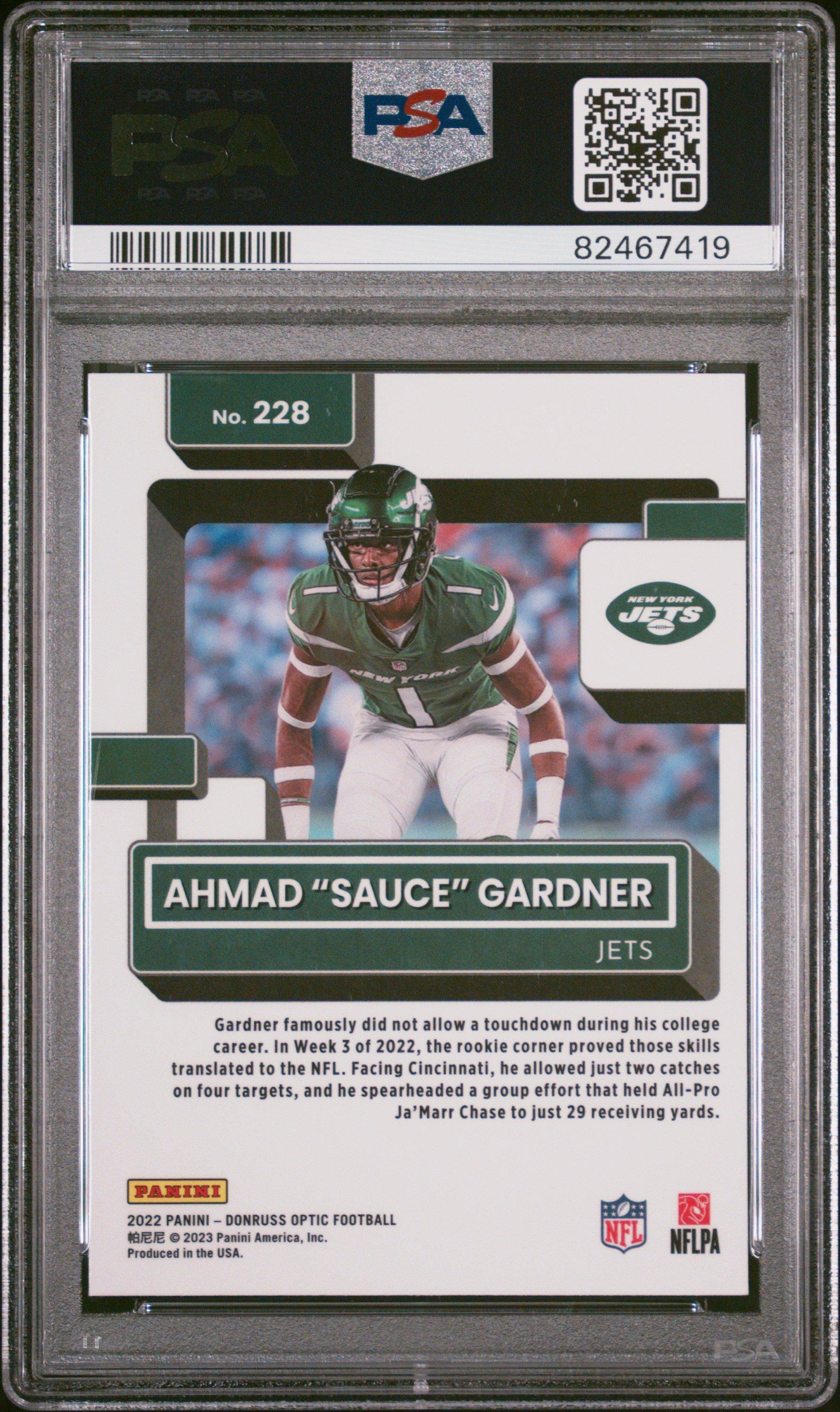 2022 Panini Donruss Optic 228 Ahmad "sauce" Gardner PSA 10