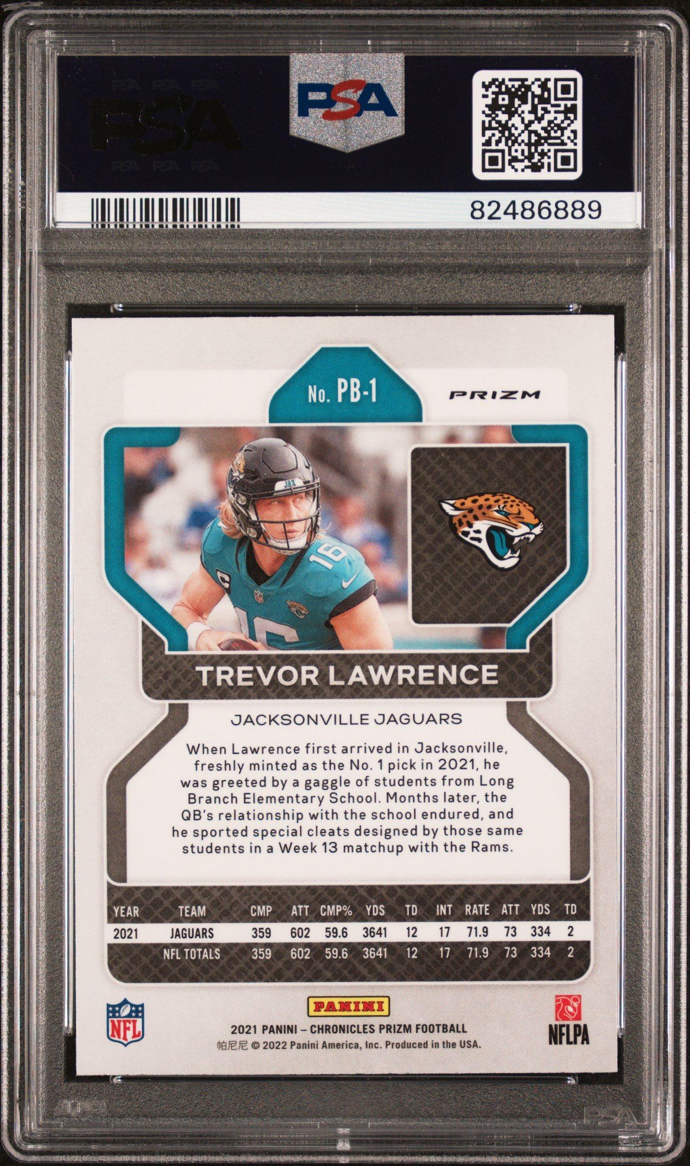 2021 Panini Chronicles Prizm Black Pb-1 Trevor Lawrence Silver PSA 10