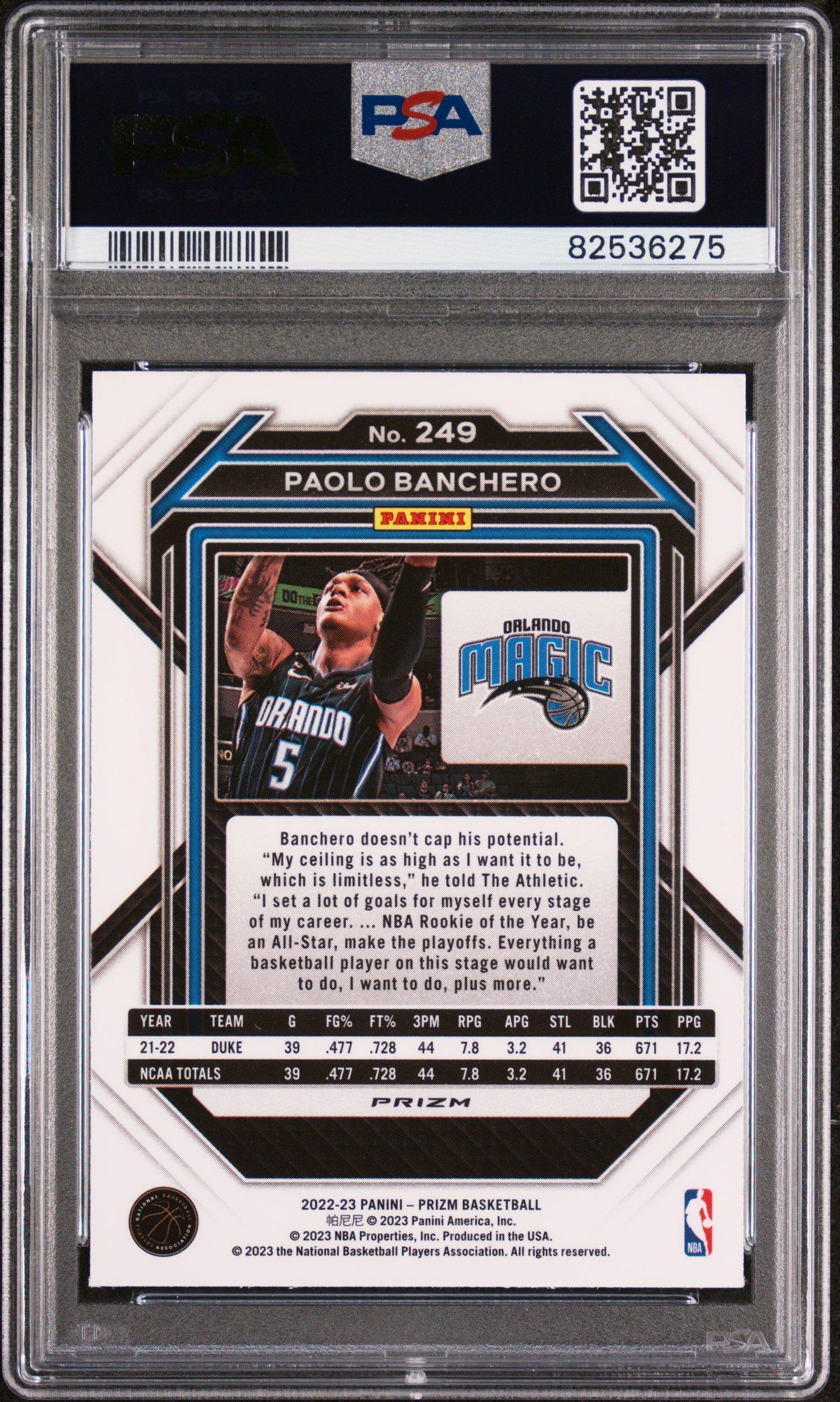 2022 Panini Prizm 249 Paolo Banchero PSA