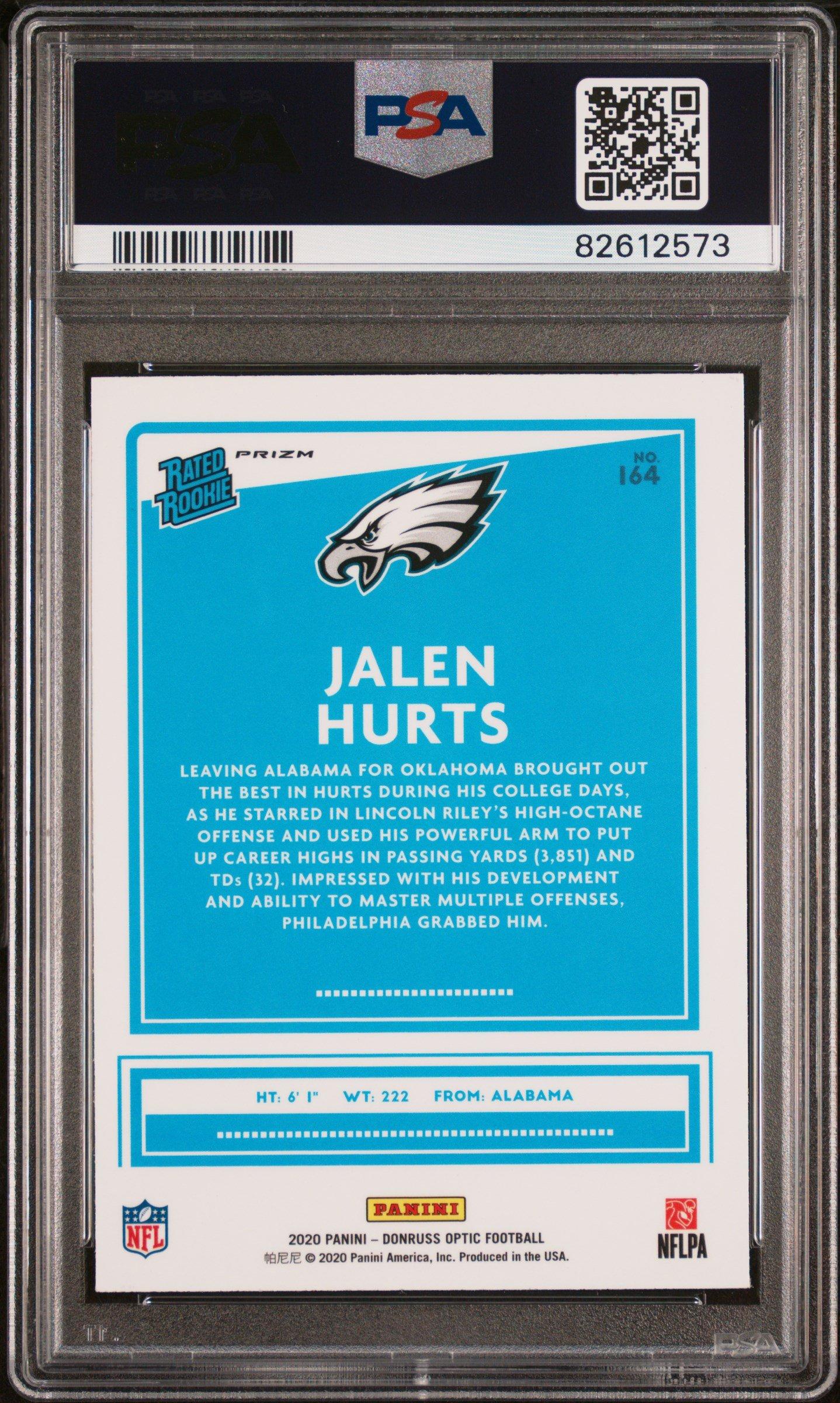2020 Panini Donruss Optic 164 Jalen Hurts Blue Scope PSA 10