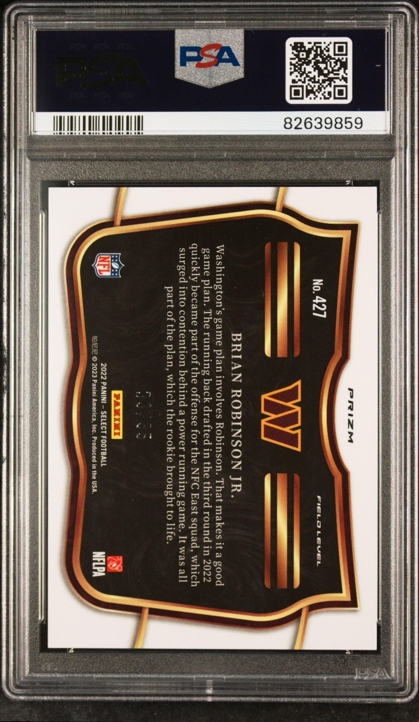 2022 Panini Select 427 Brian Robinson Jr. White Prizm PSA 10