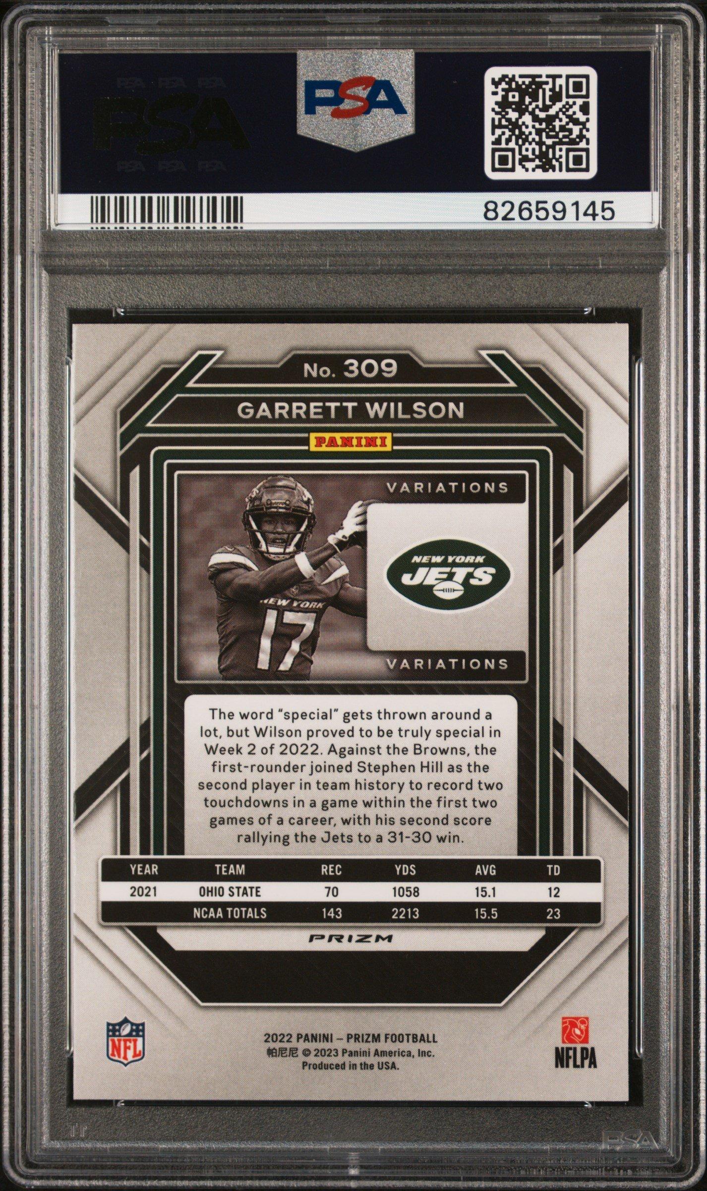 2022 Panini Prizm 309 Garrett Wilson Variation PSA 10