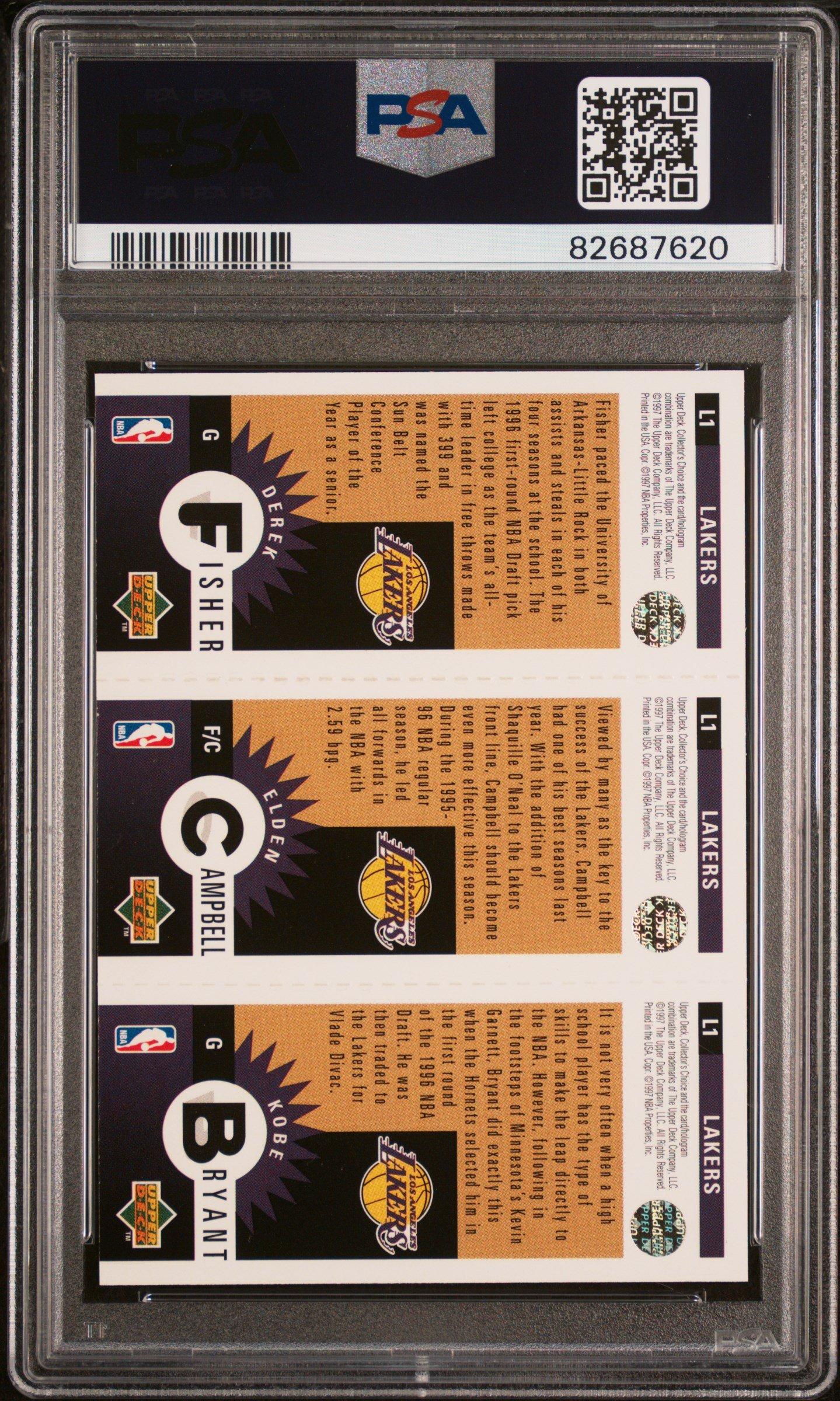 1996 Collector's Choice Lakers Team Set L1 Elden Campbell\derek Fisher\kobe Bryant Gold Mini Lakers Team PSA 9