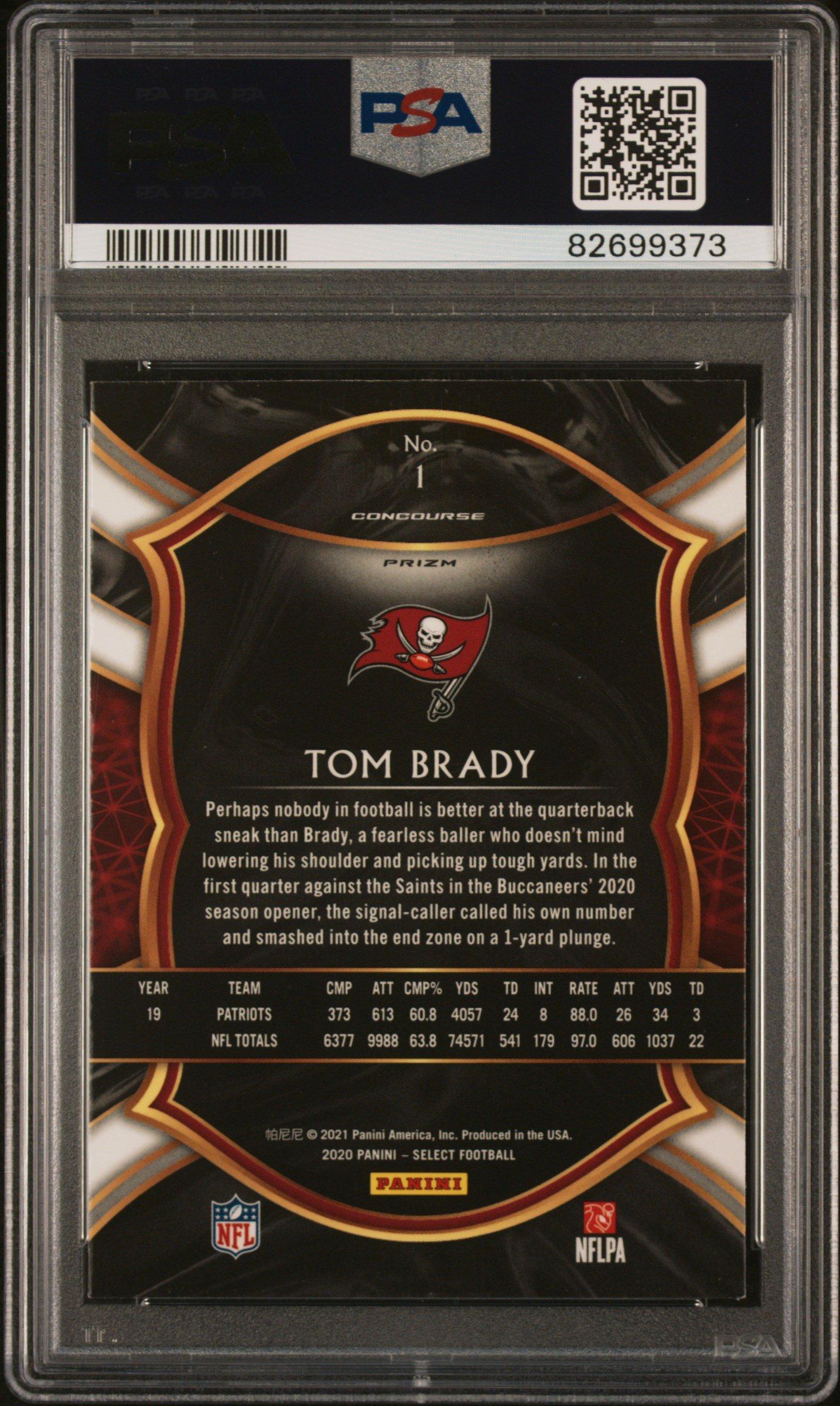 2020 Panini Select 1 Tom Brady Silver Prizm PSA 8