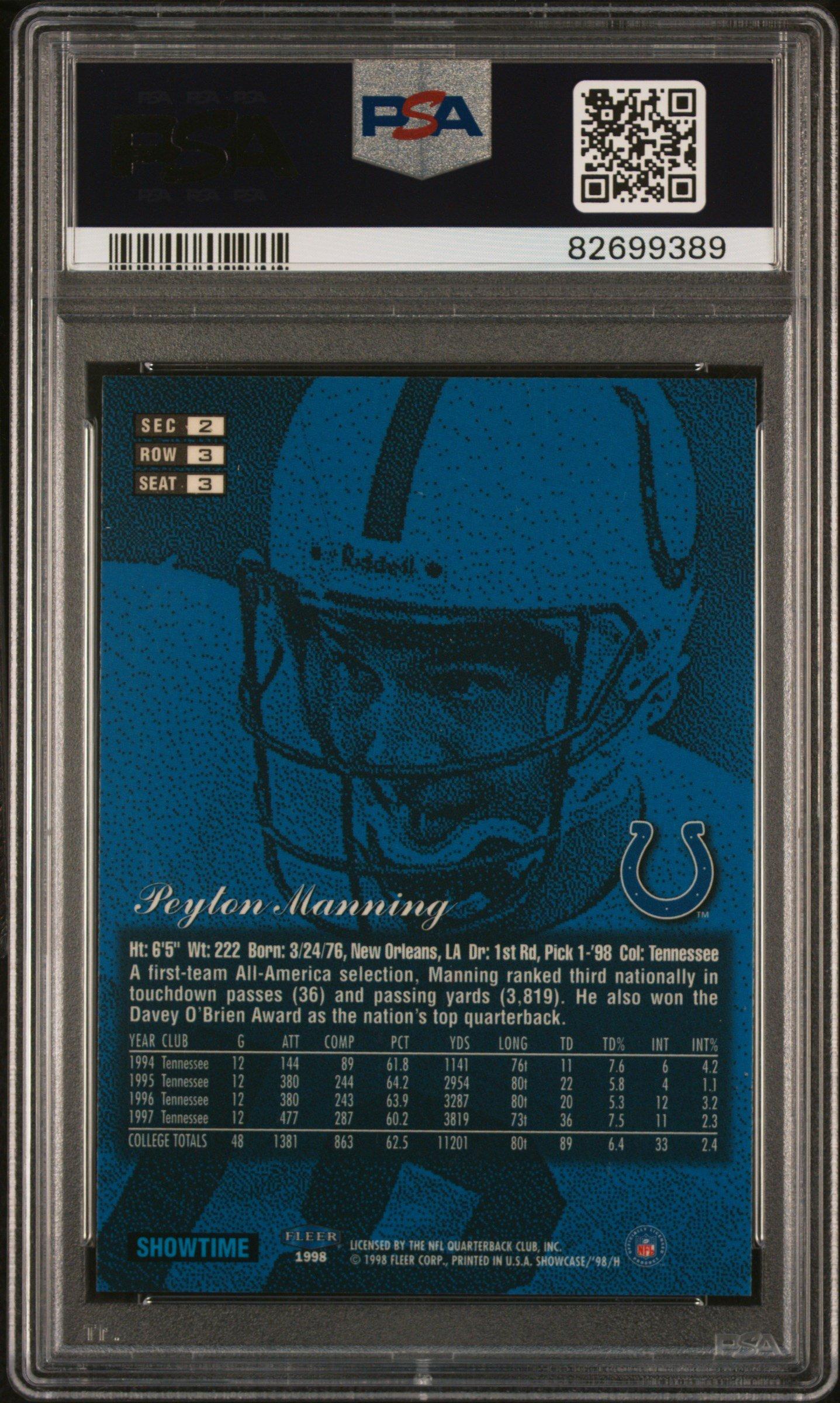 1998 Flair Showcase 3 Peyton Manning Row 3 PSA