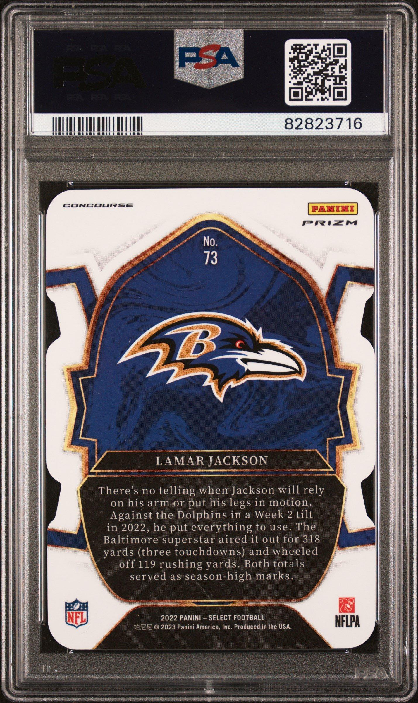 2022 Panini Select 73 Lamar Jackson PSA 10