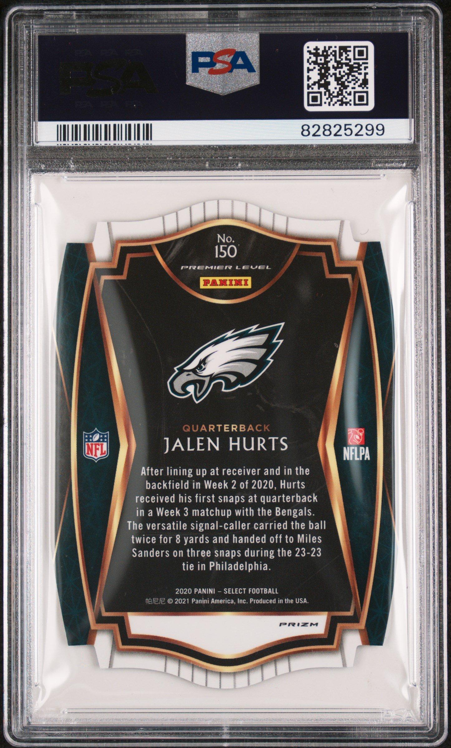 2020 Panini Select Jalen Hurts Die-cut Light Blue Prizm PSA 10