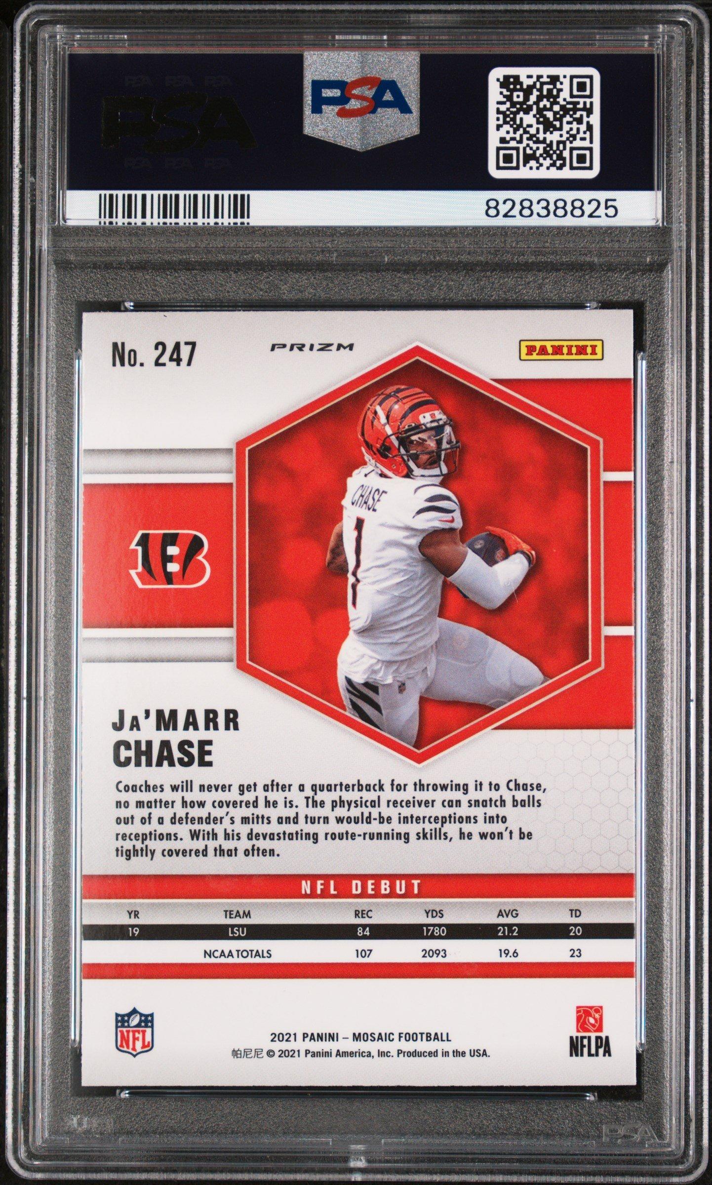 2021 Panini Mosaic Ja’marr Chase Reactive Orange PSA 10