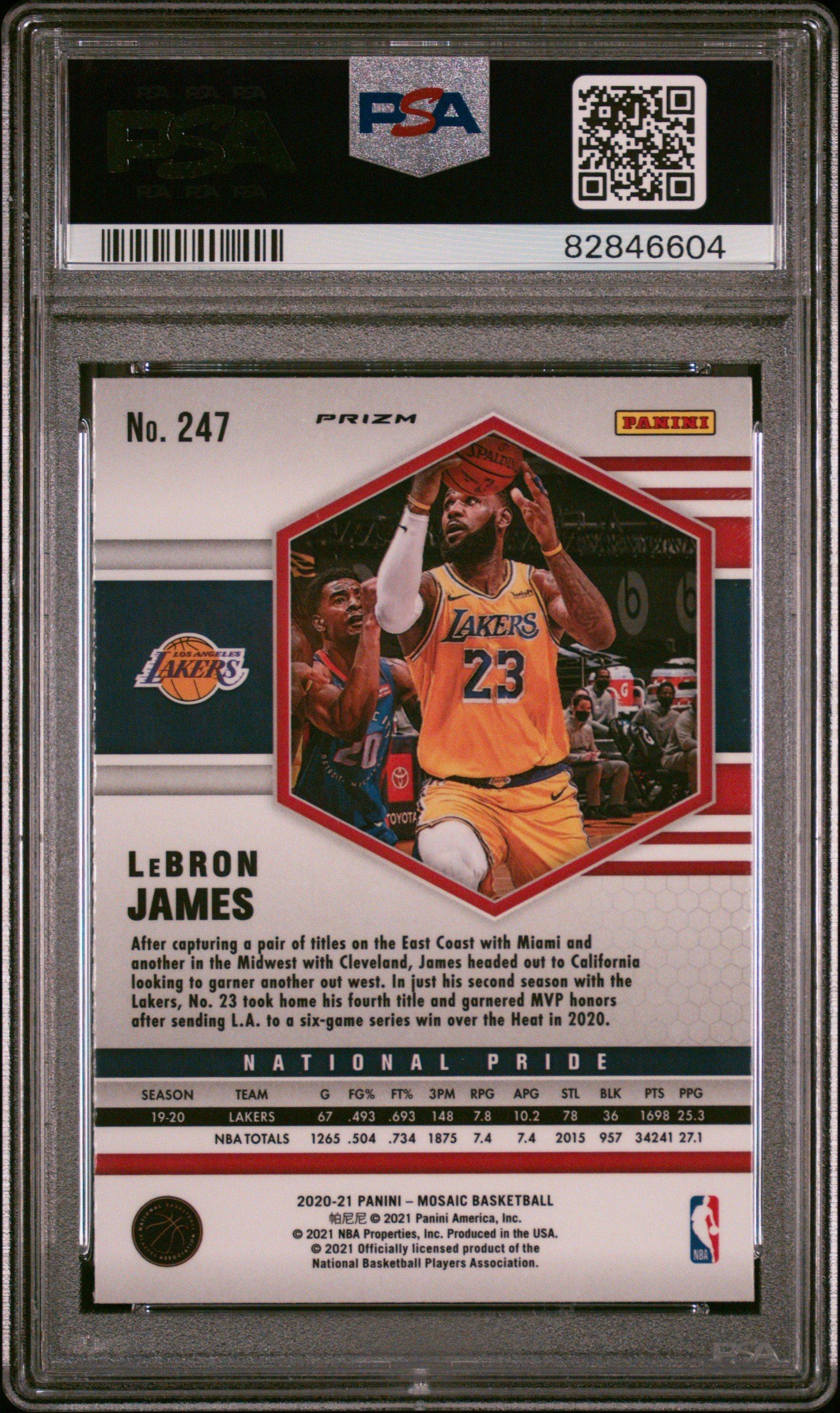 2020 Panini Mosaic 247 Lebron James Reactive Yellow PSA 10