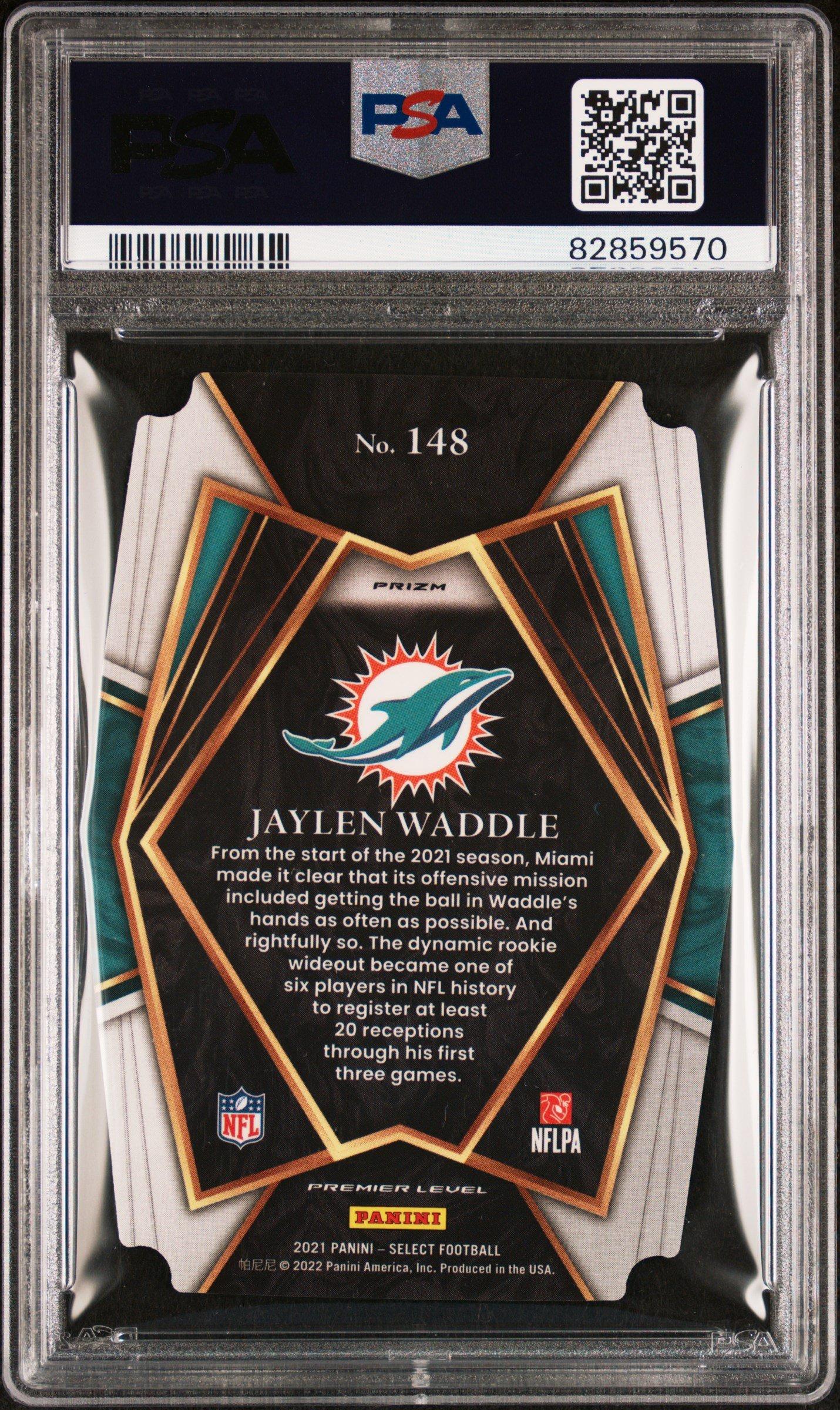 2021 Panini Select 148 Jaylen Waddle Die-cut Silver Prizm PSA 10