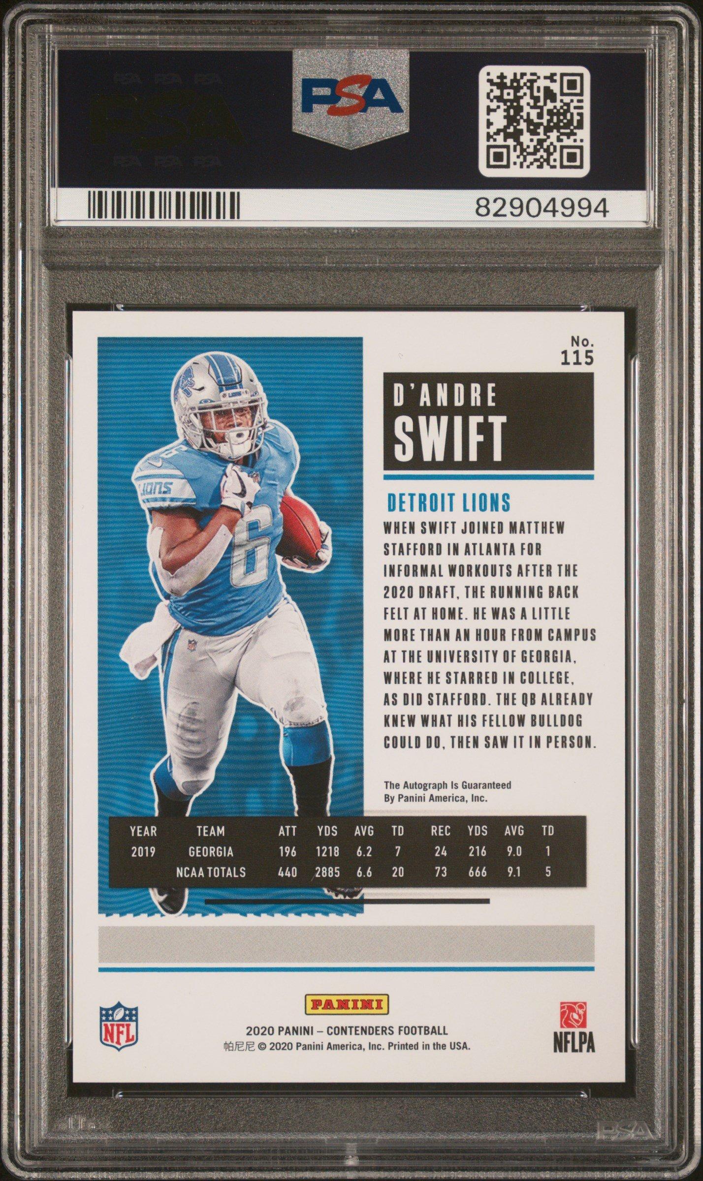 2020 Panini Contenders 115 D'andre Swift Autograph PSA 10