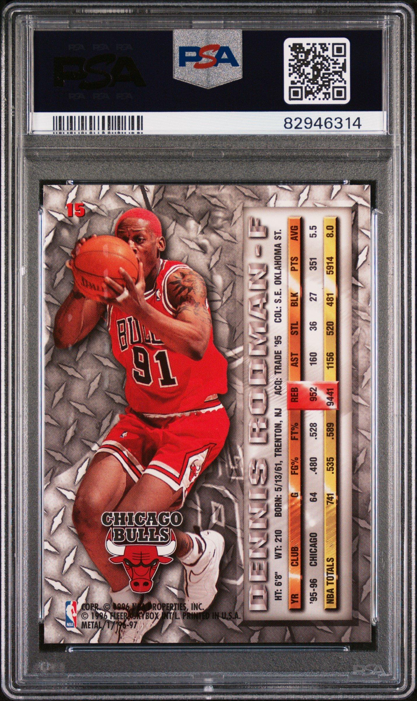 1996 Metal 15 Dennis Rodman PSA 9
