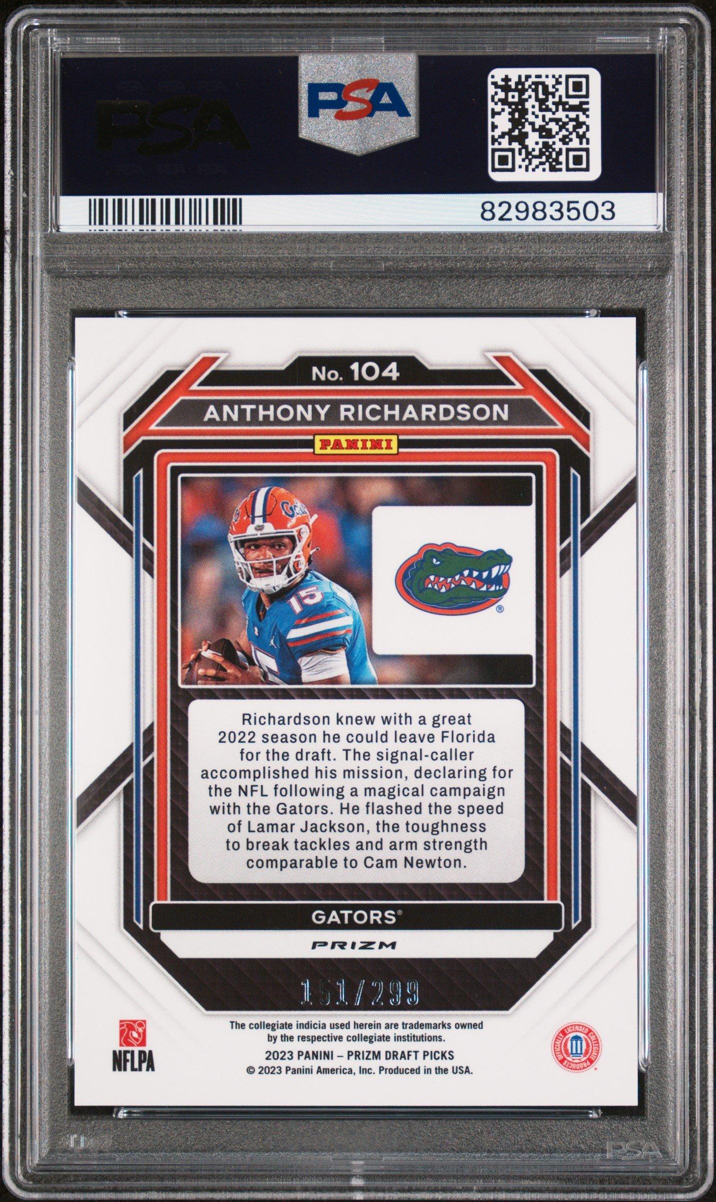 2023 Panini Prizm Draft Picks 104 Anthony Richardson Prizm PSA