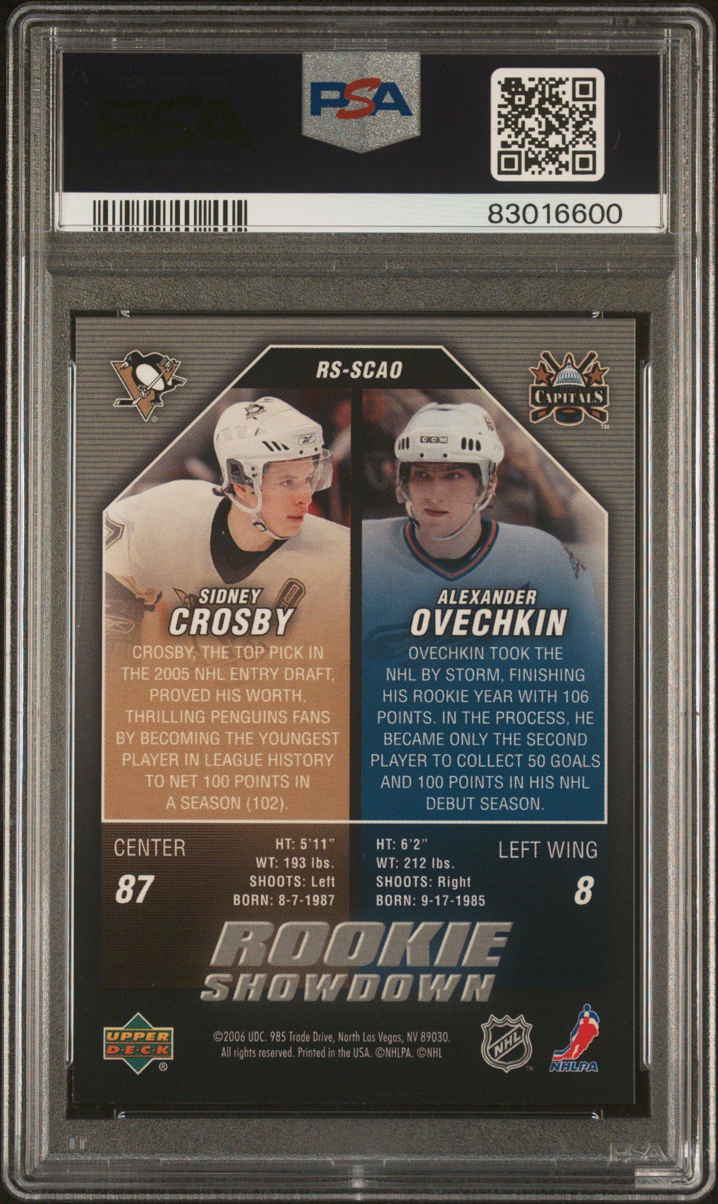 2005 Upper Deck Rookie Showdown Scao A.ovechkin/s.crosby PSA 9
