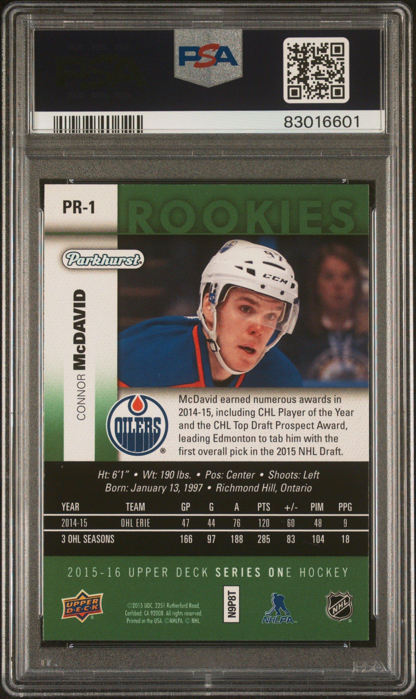 2015 Upper Deck Parkhurst Rookies Pr-1 Connor Mcdavid PSA 10