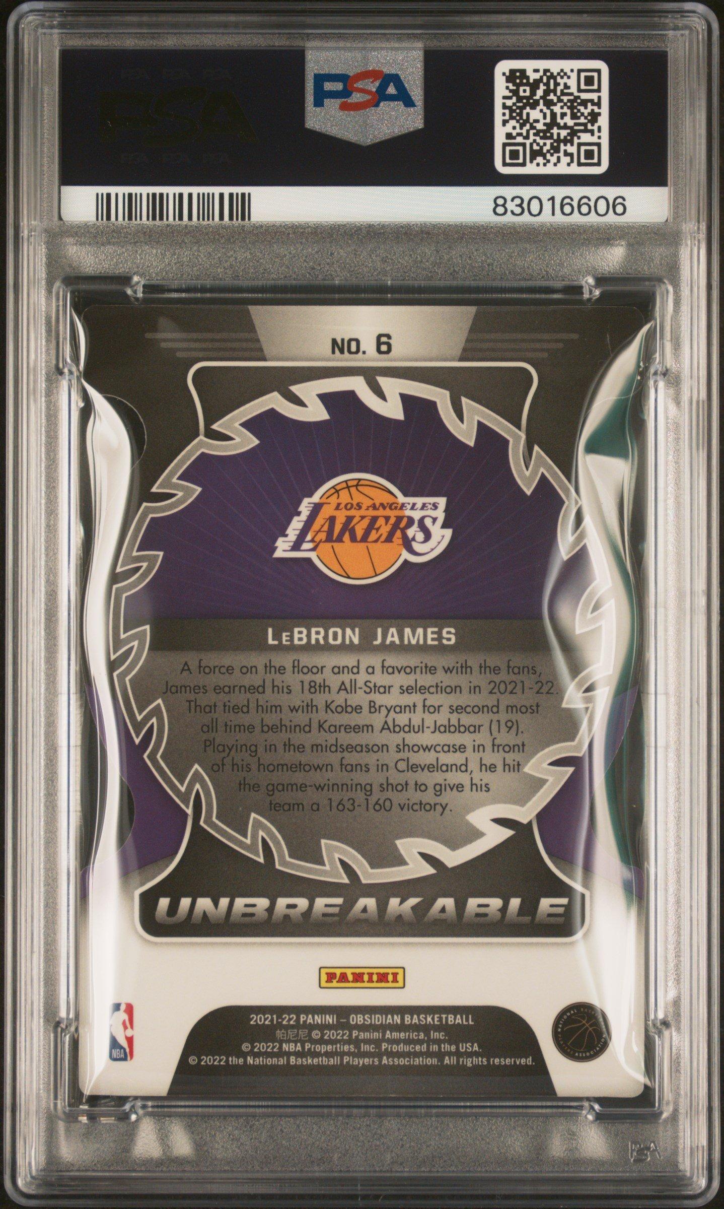 2021 Panini Obsidian Unbreakable 6 Lebron James PSA 9