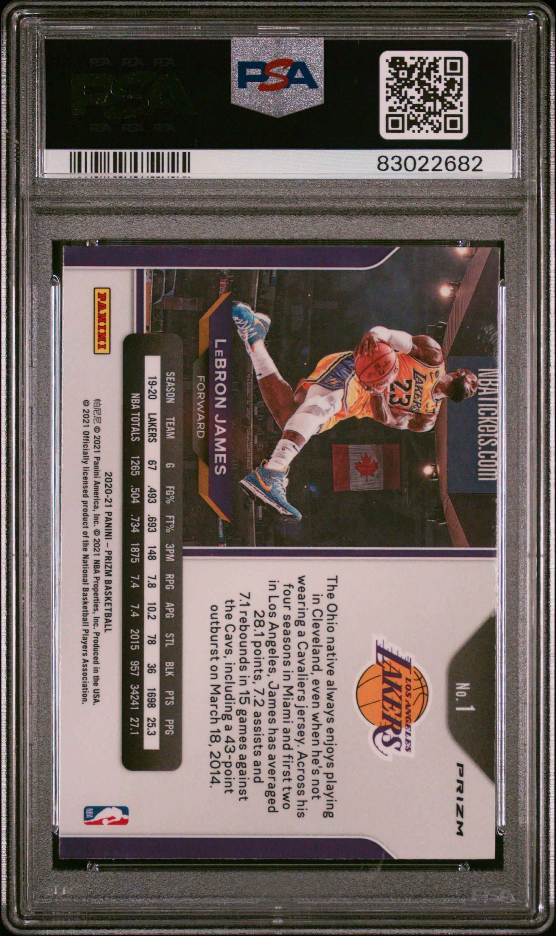 2020 Panini Prizm 1 Lebron James Fast Break Prizm PSA