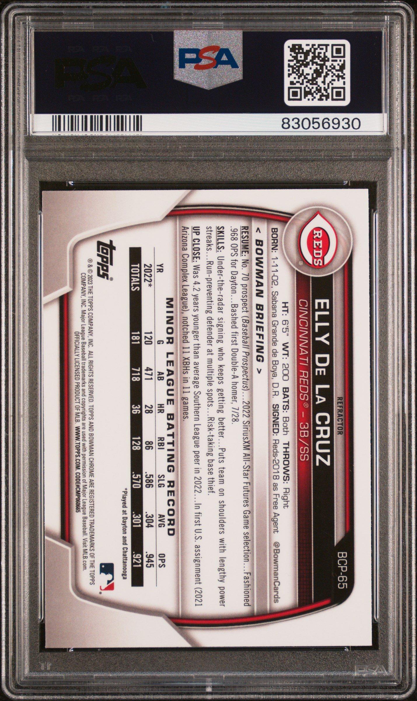 2023 Bowman Chrome Prospects Bcp65 Elly De La Cruz Lunar Glow Refractor PSA 10