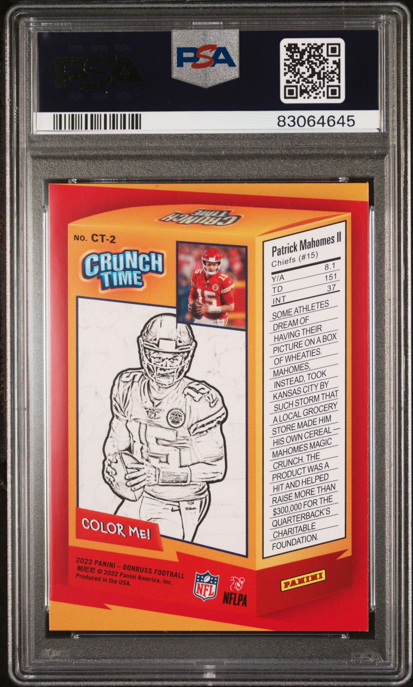 2022 Panini Donruss Crunch Time Ct2 Patrick Mahomes Ii PSA 9