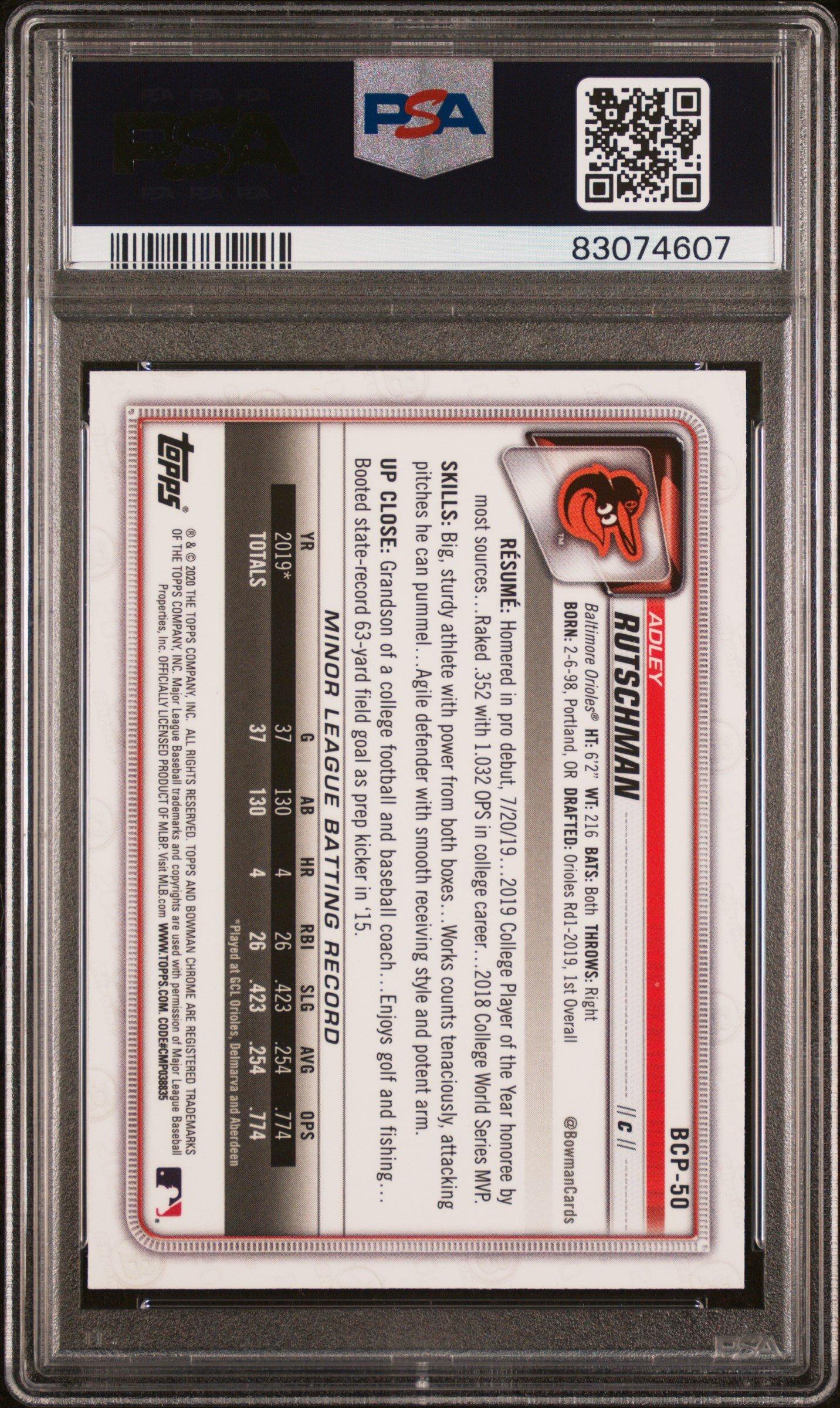 2020 Bowman Chrome Mega Box Bcp50 Adley Rutschman PSA 10