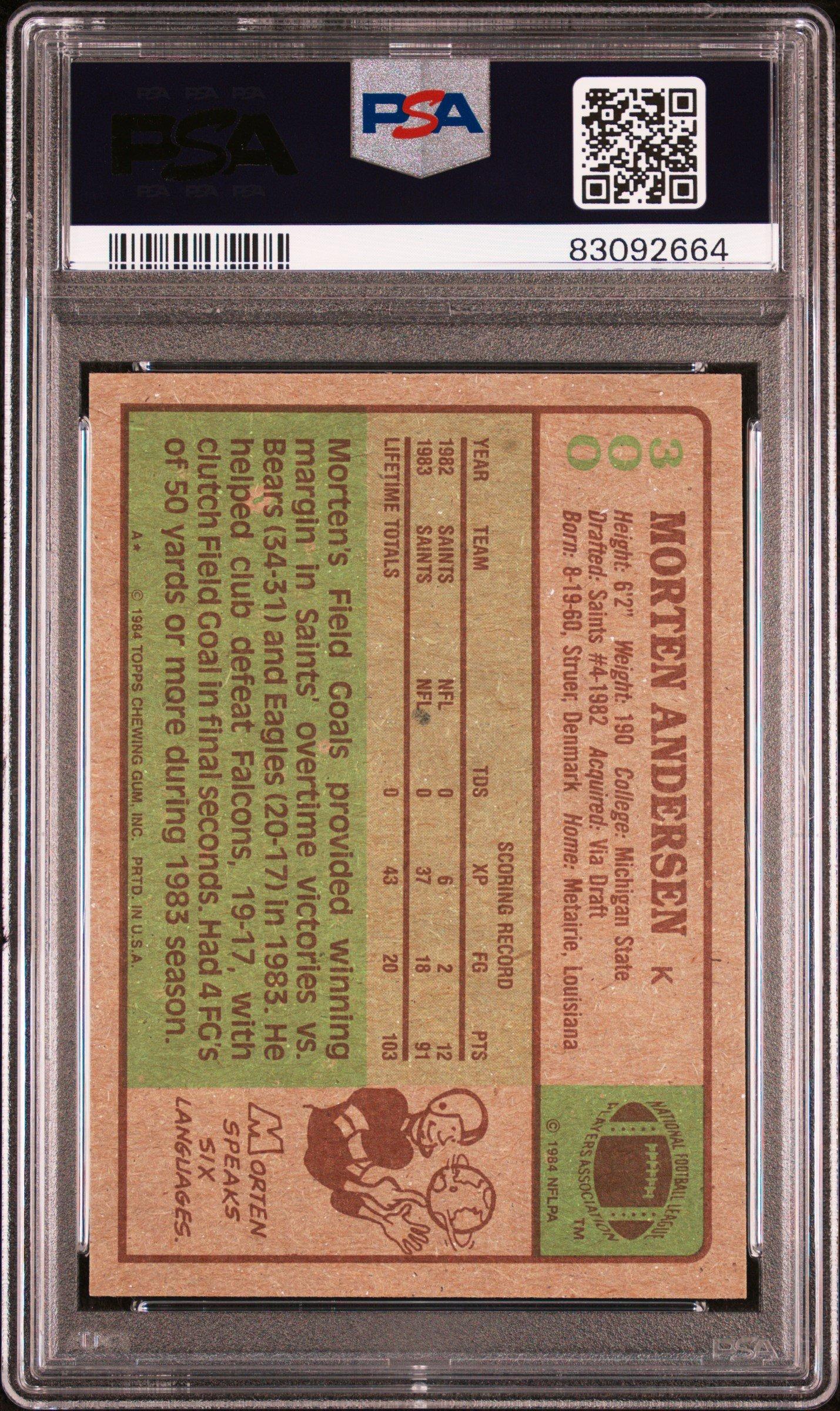 1984 Topps 300 Morten Andersen PSA 9