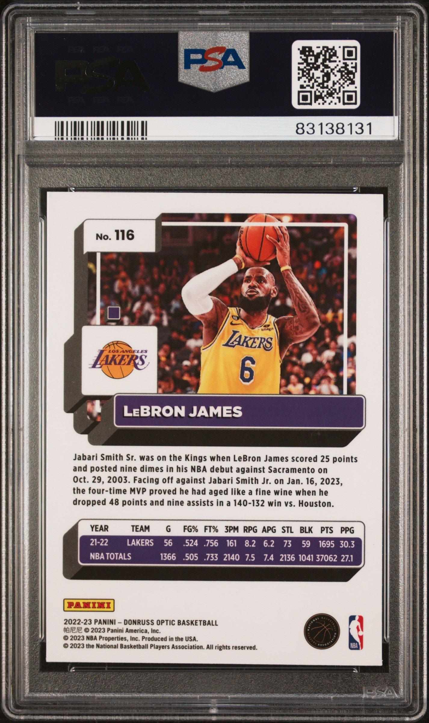 2022 Panini Donruss Optic 116 Lebron James PSA 10