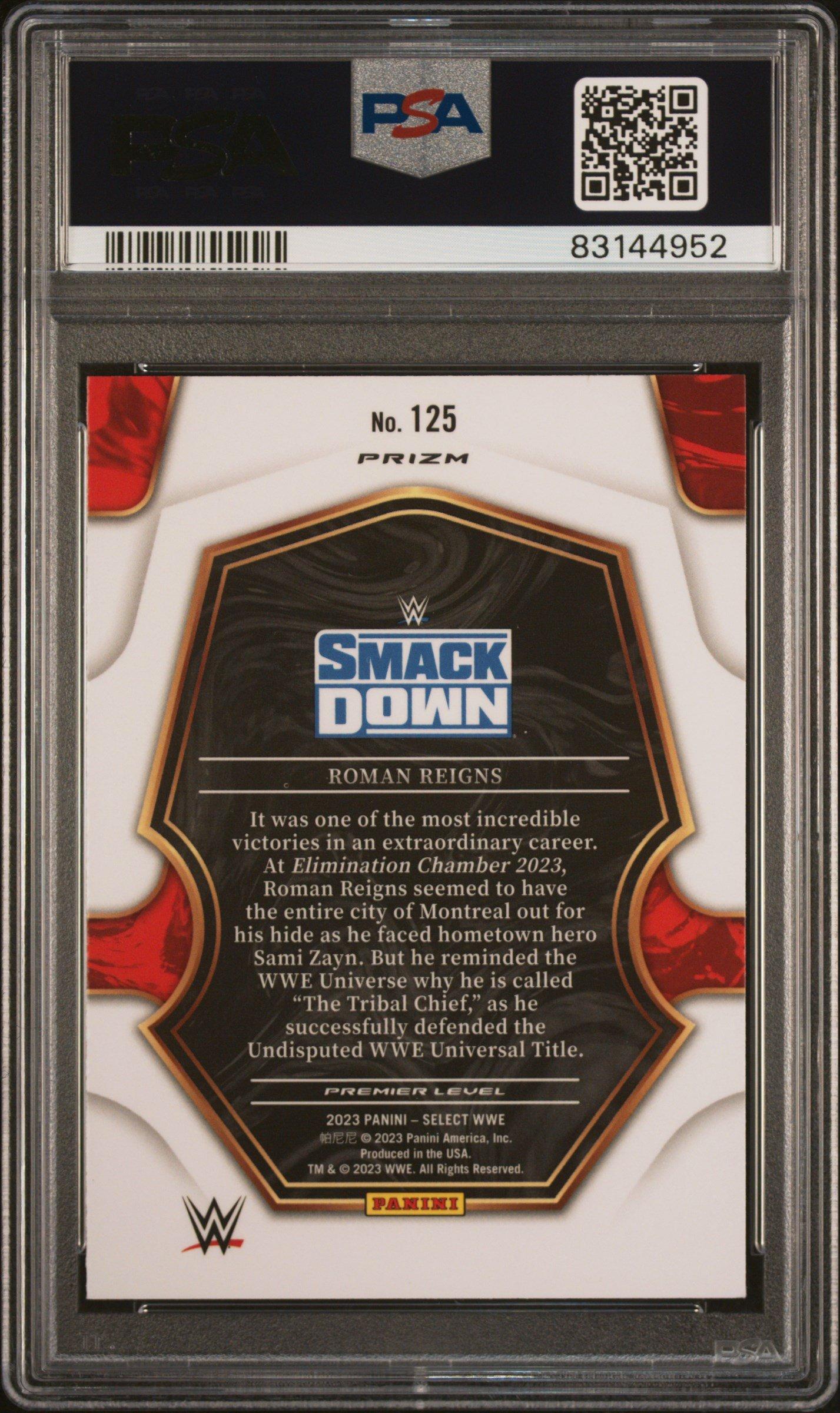 2023 Panini Select Wwe 125 Roman Reigns Tri-color PSA 10 Graded